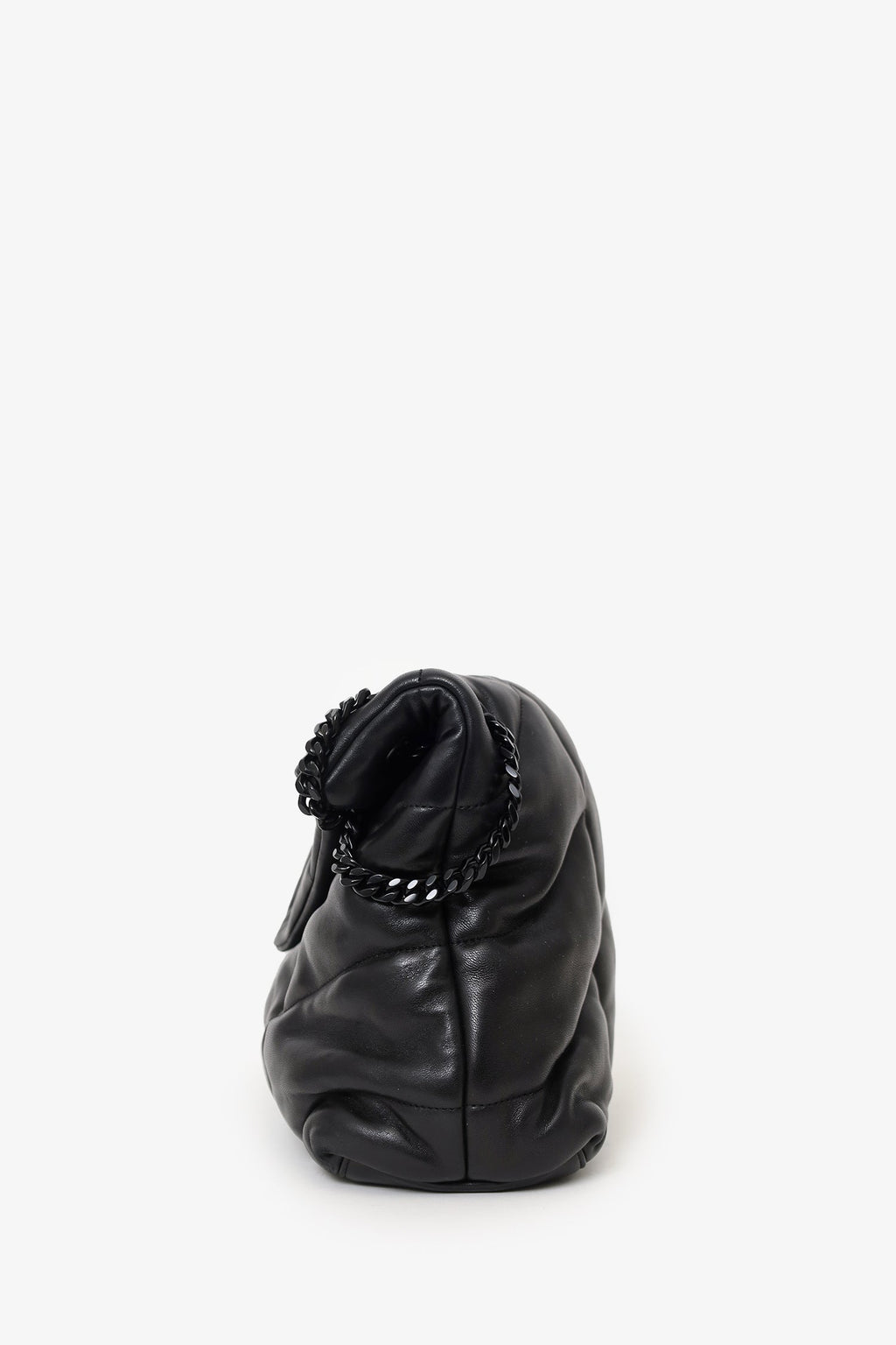 Saint Laurent So Black Monogram Chevron Quilt Matelassé Medium Loulou Puffer Bag