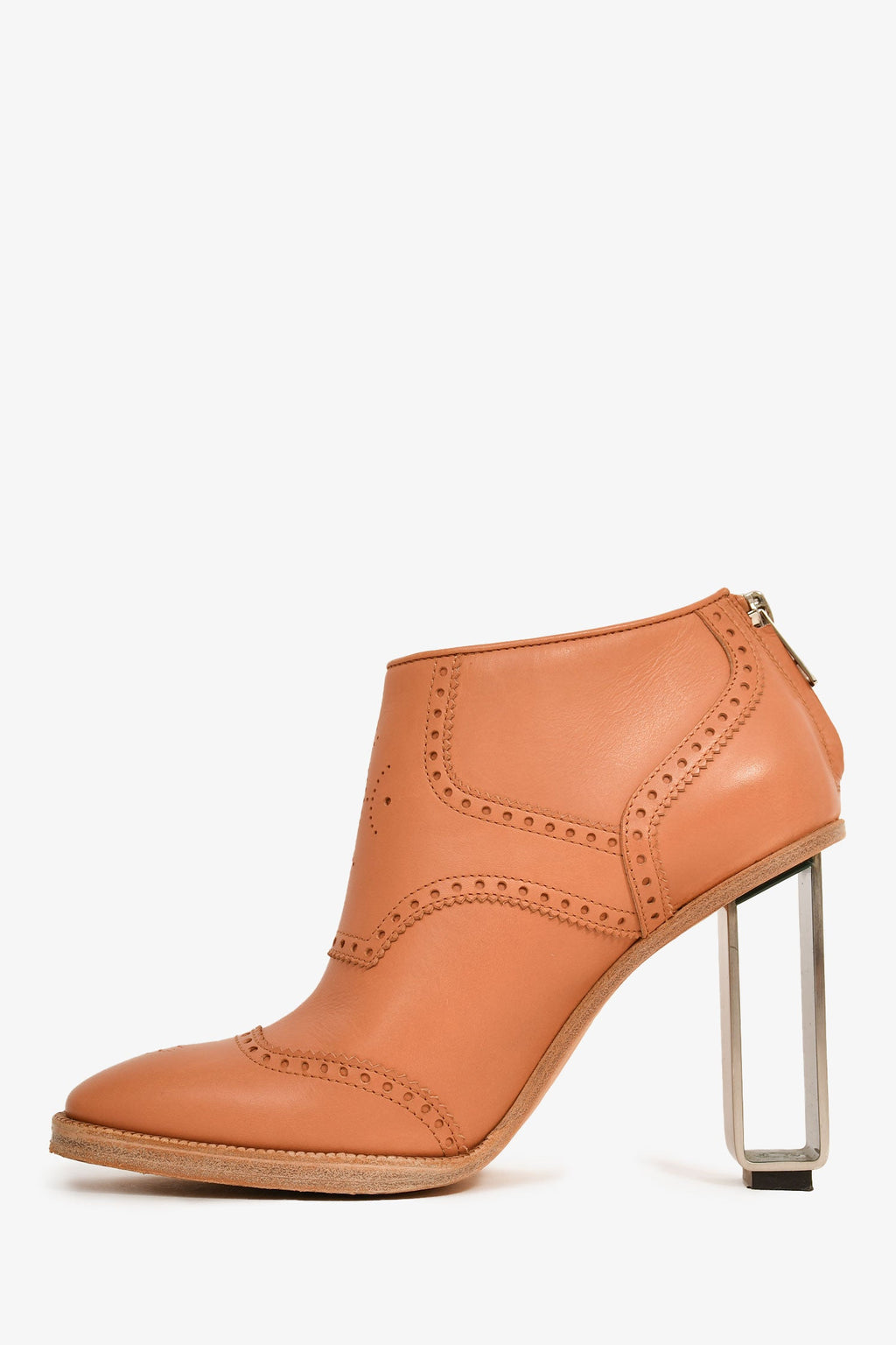 Hermès Brown Leather Wingtip Short Boots Size 37