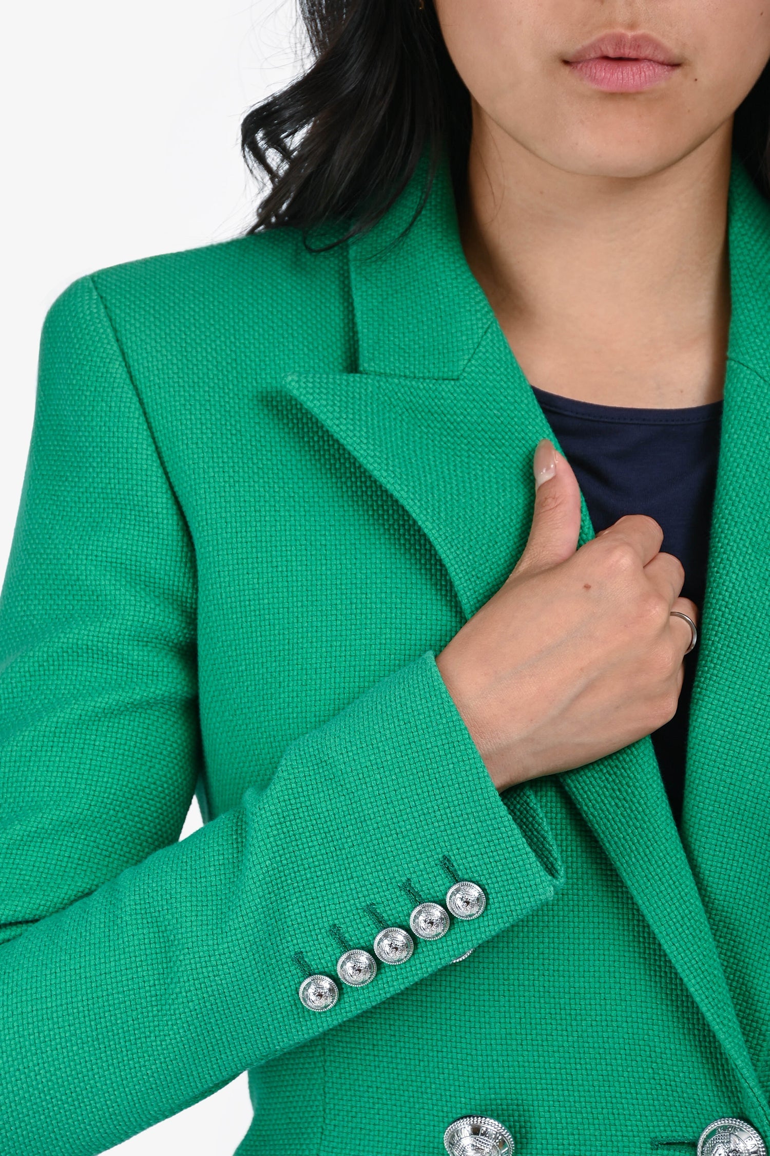 Balmain Green Double-Breasted Blazer Size 36
