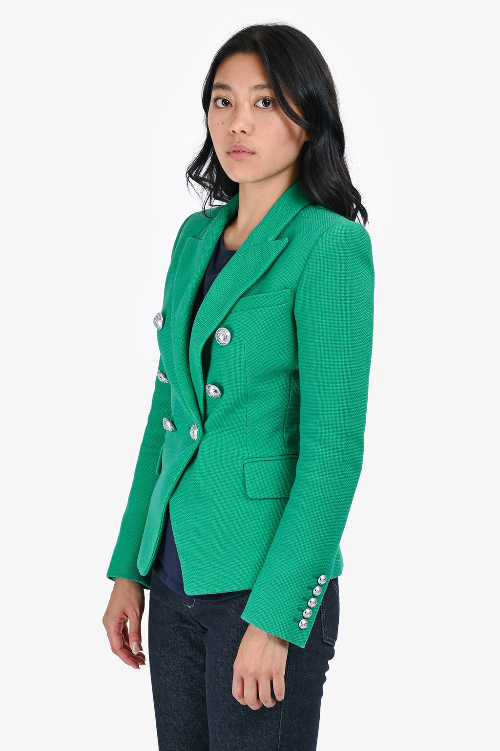 Balmain Green Double-Breasted Blazer Size 36