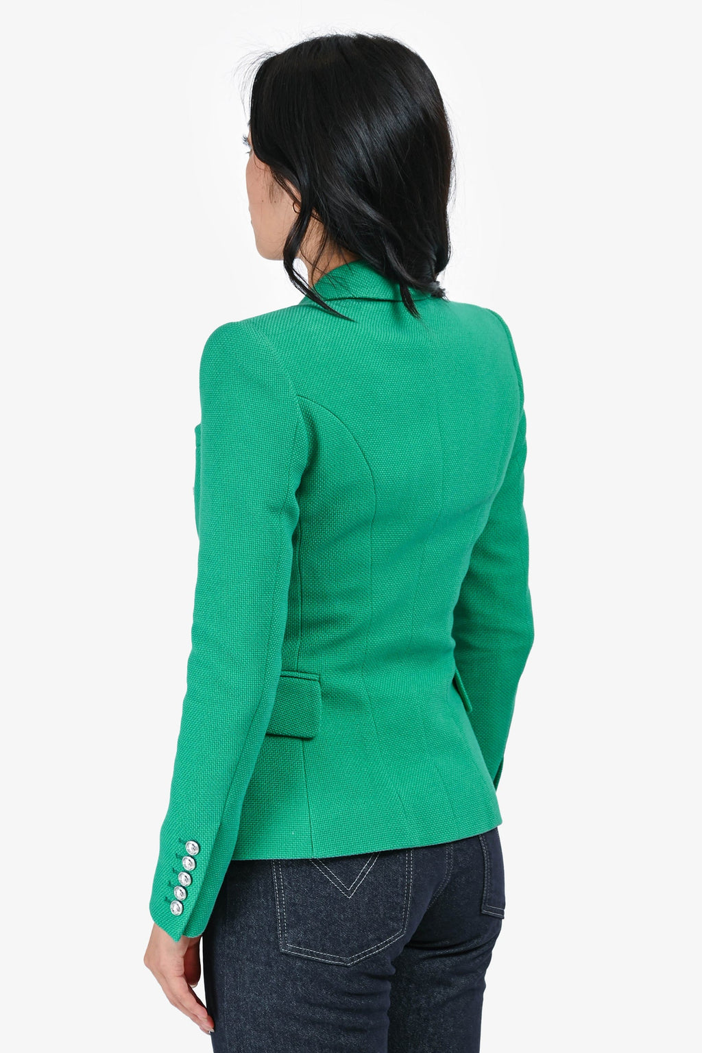 Balmain Green Double-Breasted Blazer Size 36