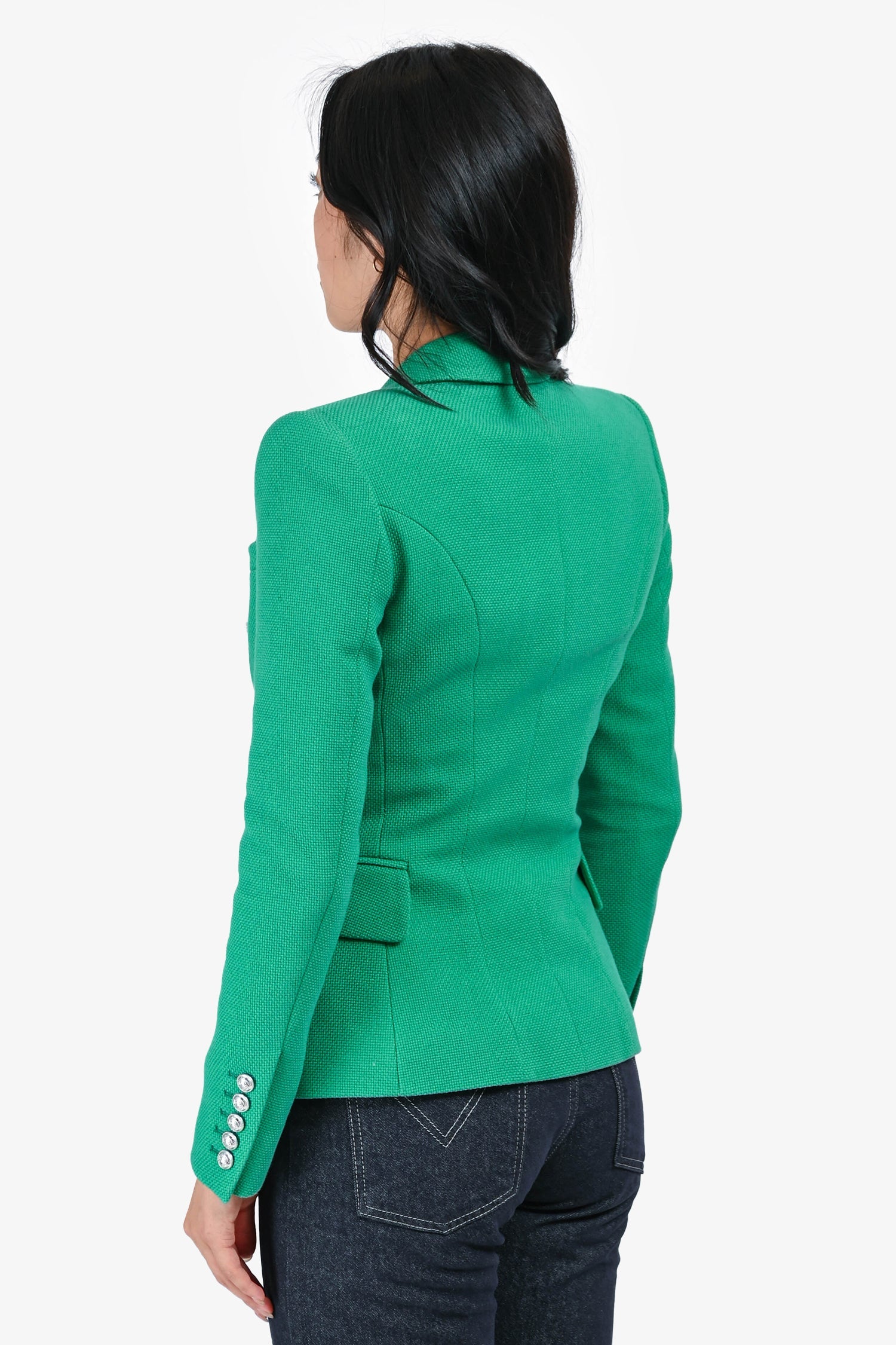 Balmain Green Double-Breasted Blazer Size 36