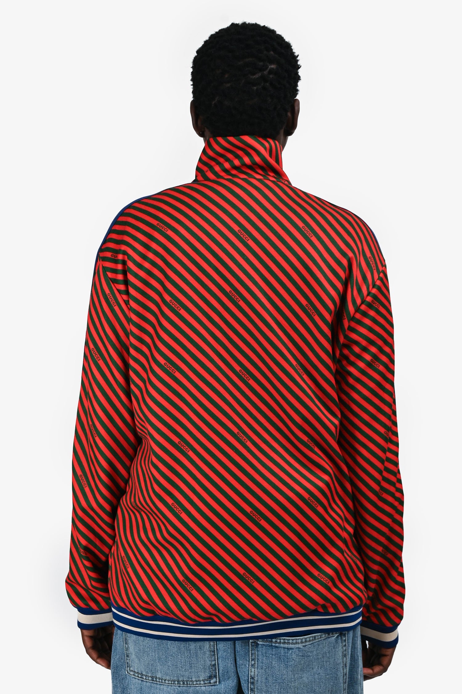 Gucci Red/Green Striped Zip-Up Jacket Size M Mens