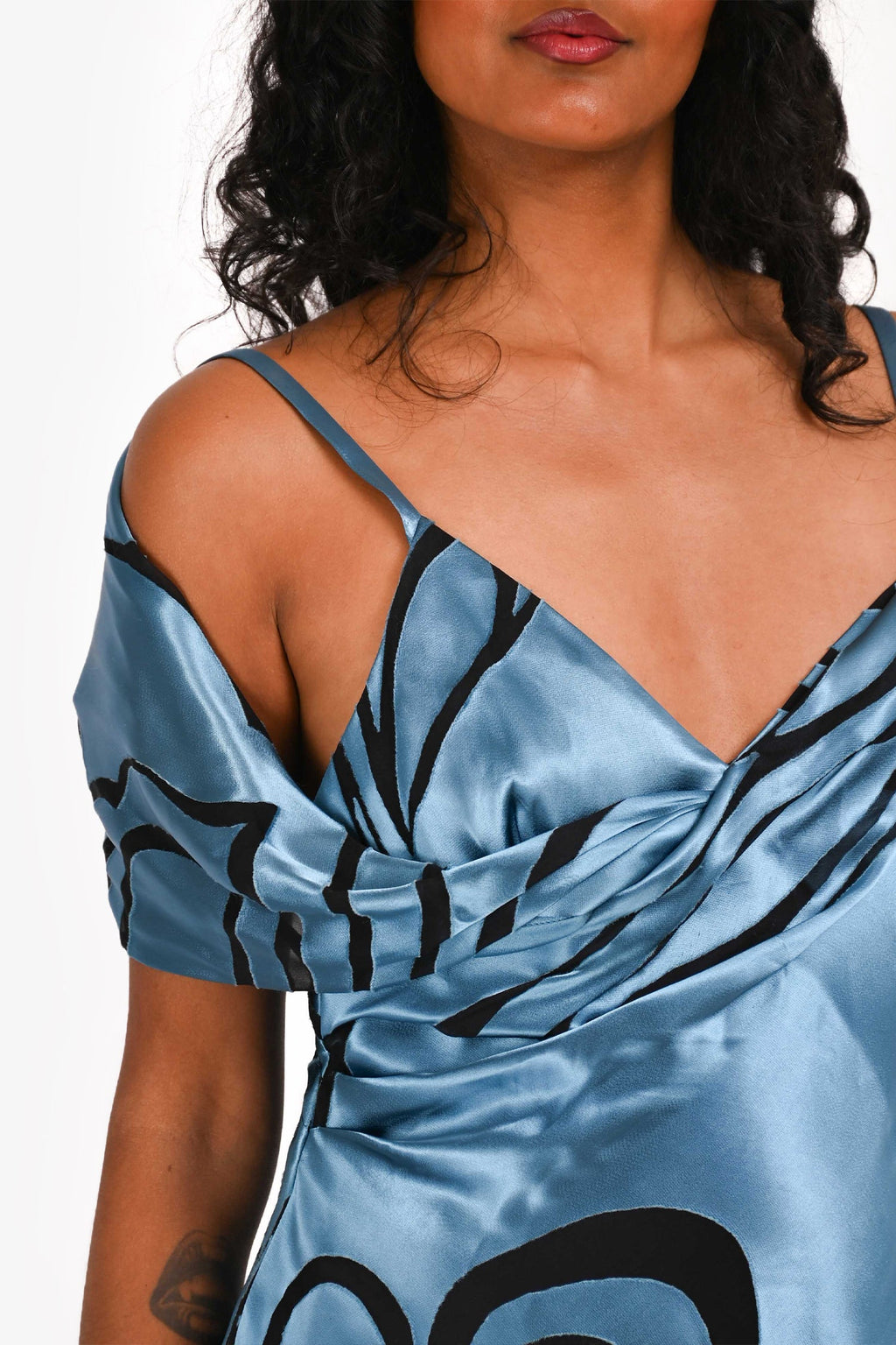 Alberta Ferretti Blue/Black Silk Sleeveless Maxi Dress Size 40
