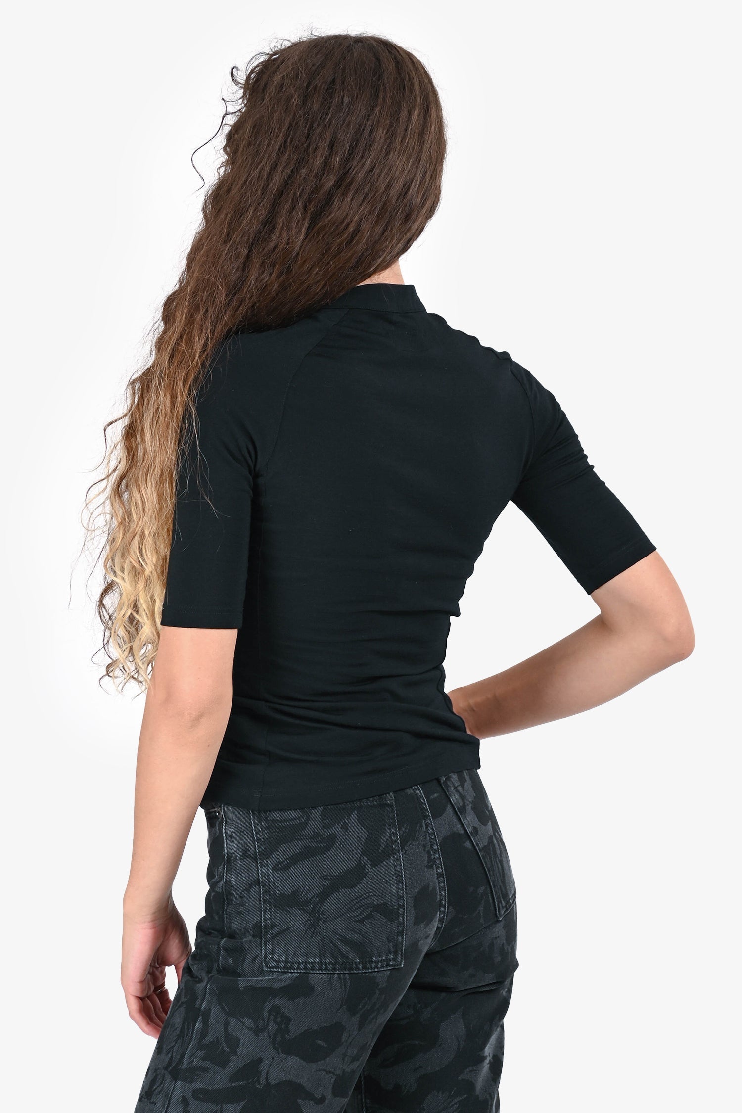 Hermès Black Wool 3/4 Zip T-Shirt Size XS