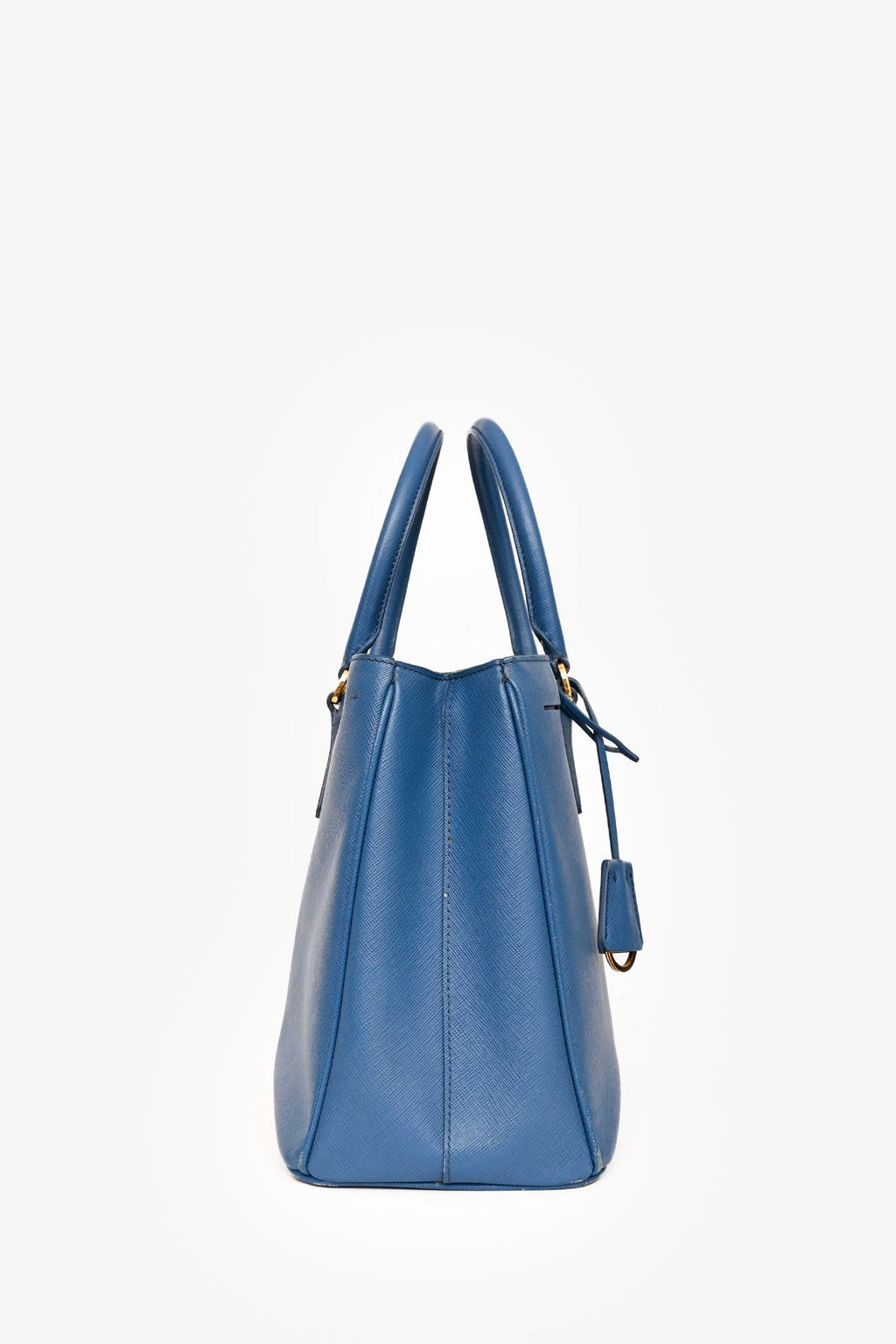 Prada Blue Saffiano Leather 'Galleria Double Zip' Top Handle with Strap