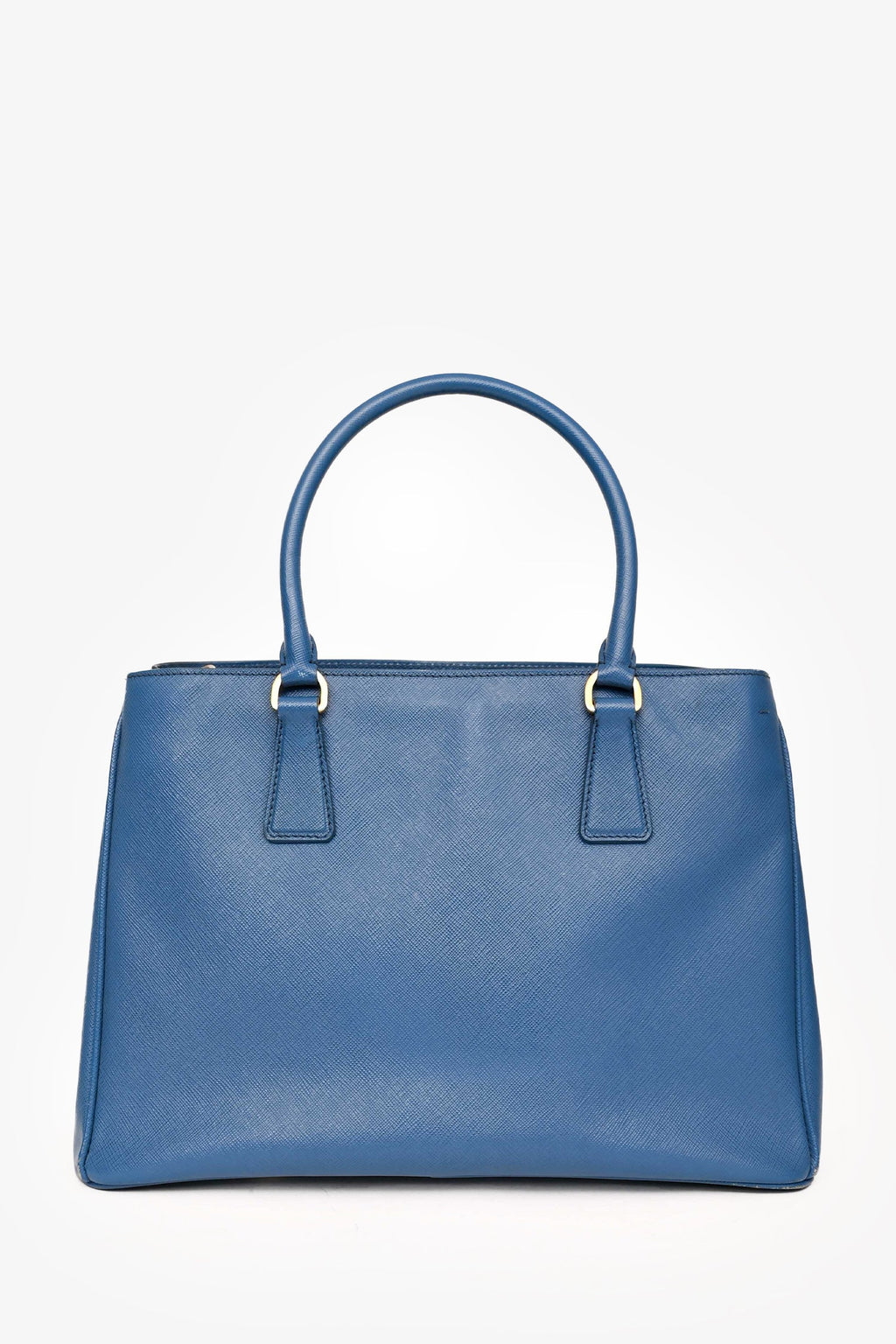 Prada Blue Saffiano Leather 'Galleria Double Zip' Top Handle with Strap