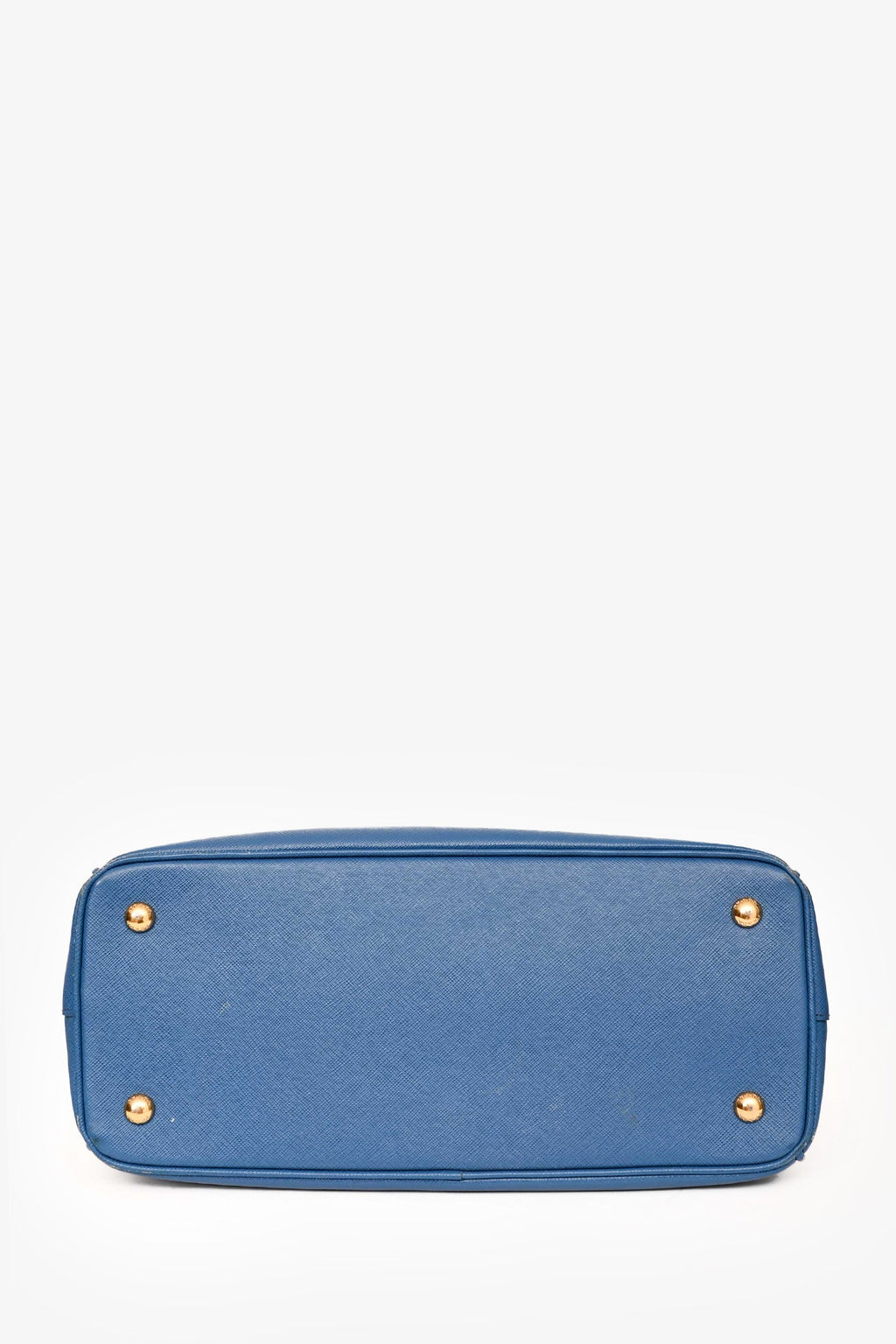 Prada Blue Saffiano Leather 'Galleria Double Zip' Top Handle with Strap