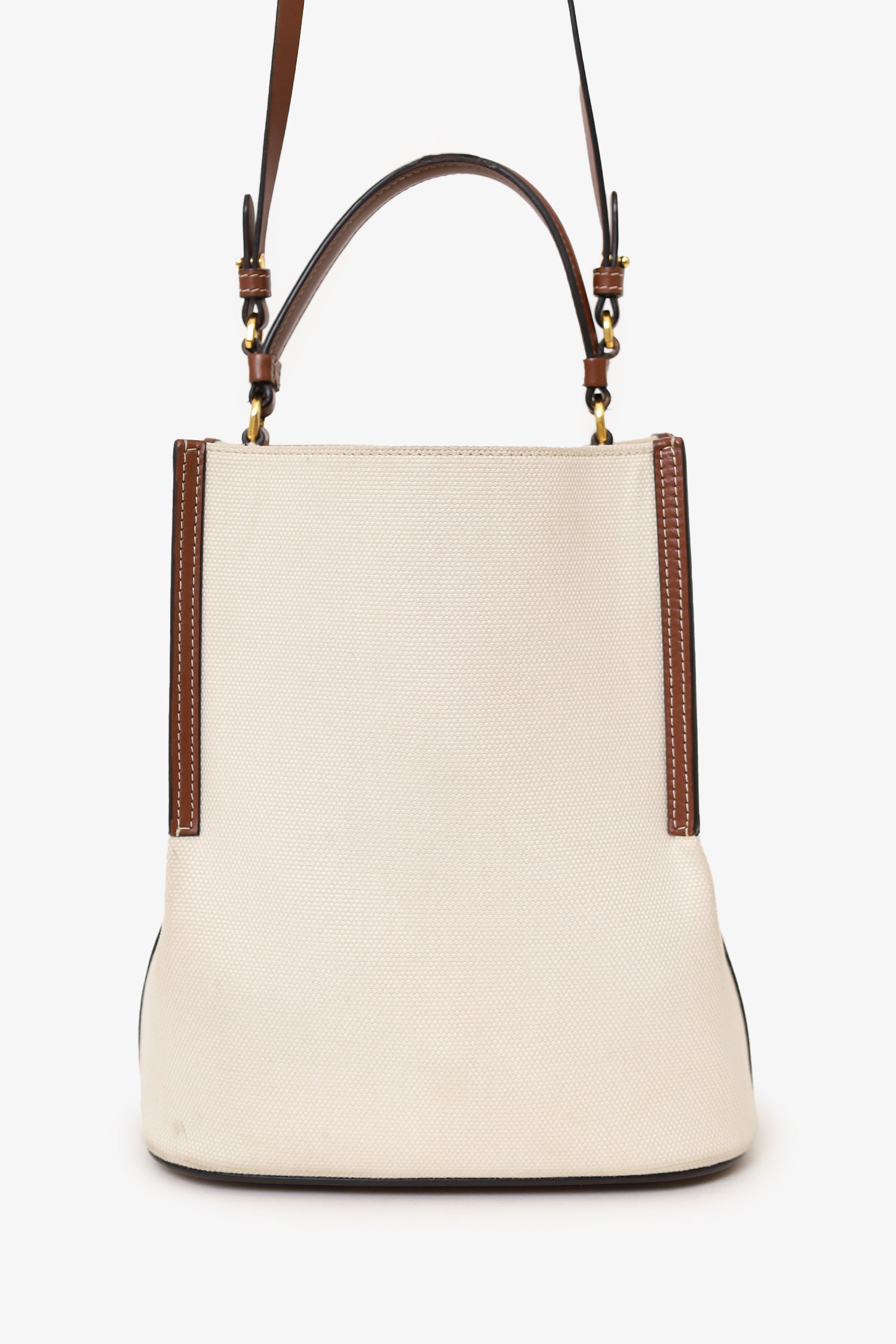 Burberry Off-White Canvas Small Peggy Bucket Bag