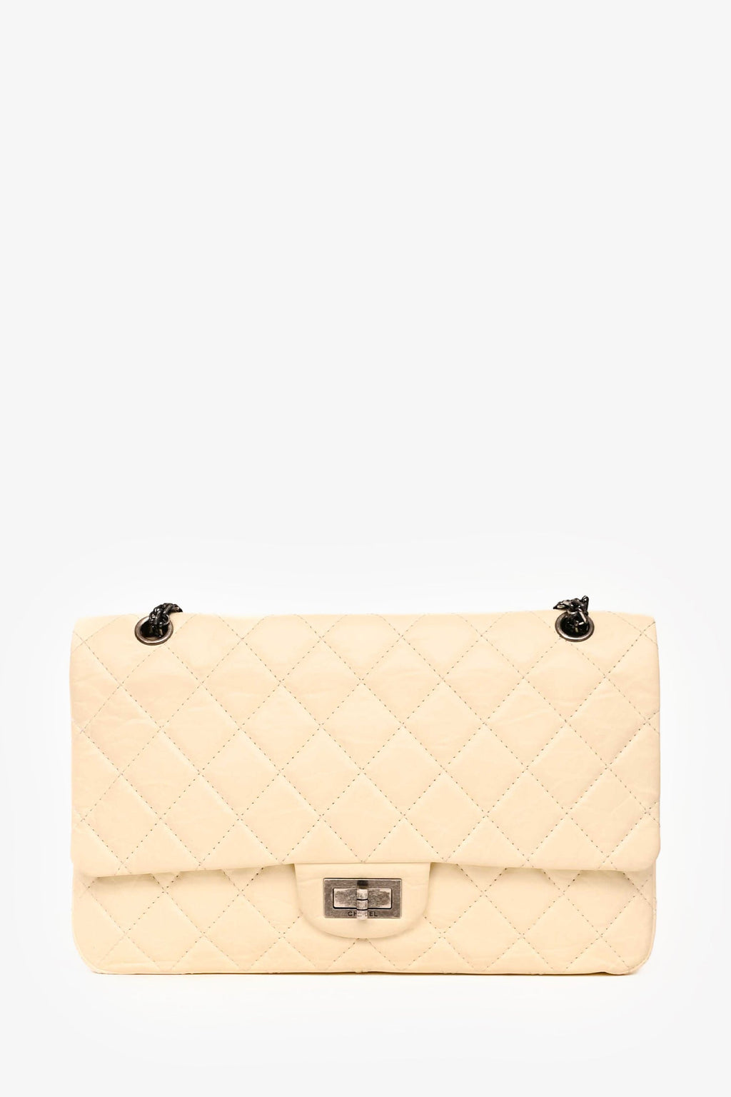 Pre-Loved Chanel™ 2012 White Aged Calfskin Leather 2.55 Reissue 227 Flap Bag
