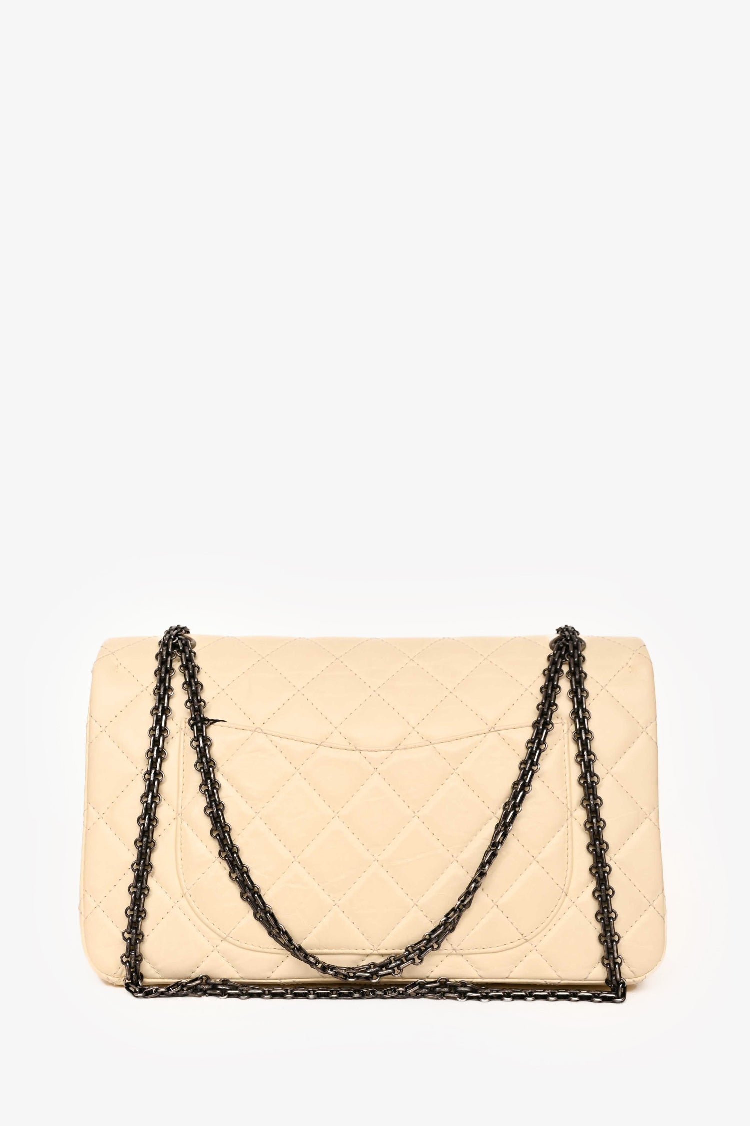Pre-Loved Chanel™ 2012 White Aged Calfskin Leather 2.55 Reissue 227 Flap Bag