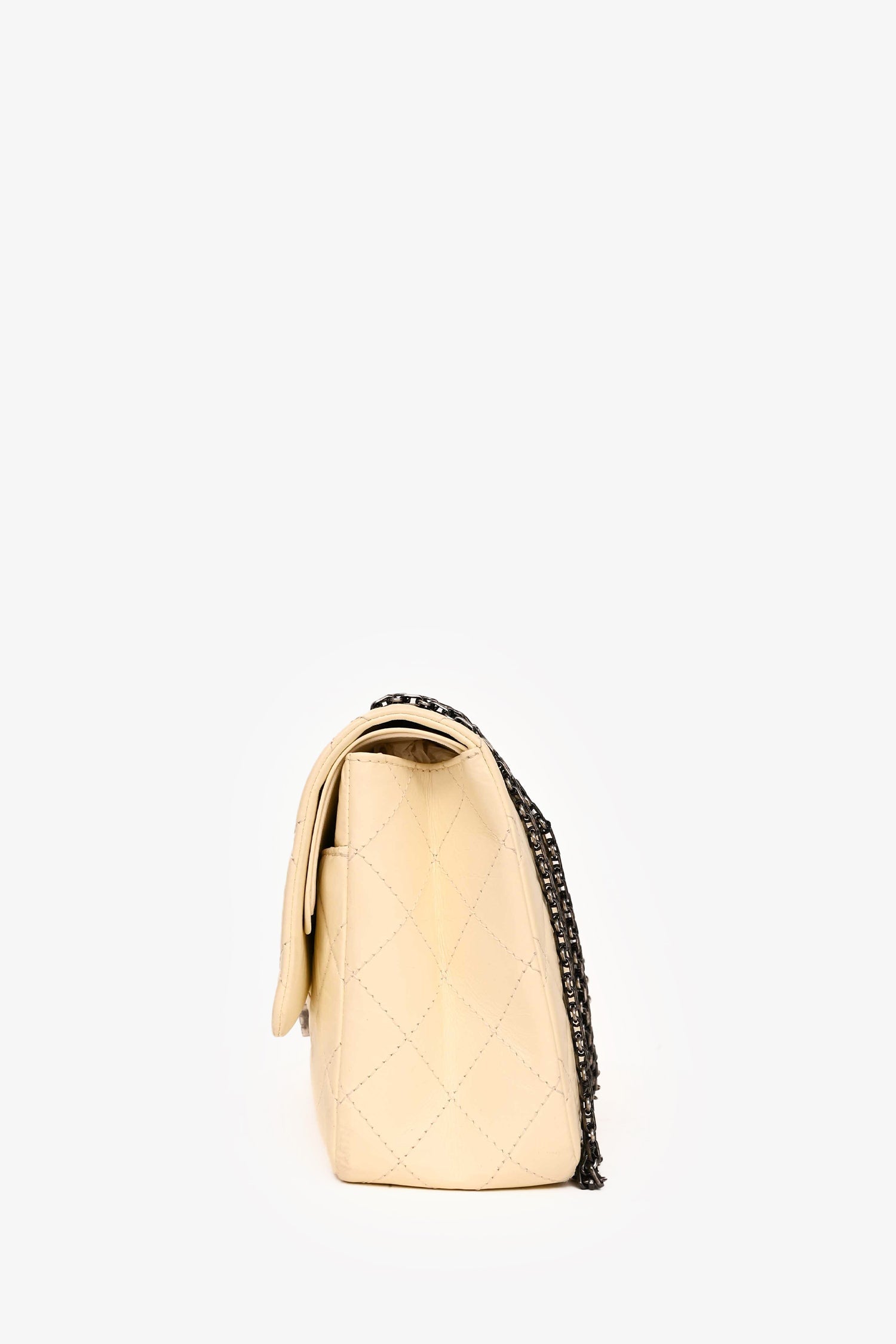 Pre-Loved Chanel™ 2012 White Aged Calfskin Leather 2.55 Reissue 227 Flap Bag