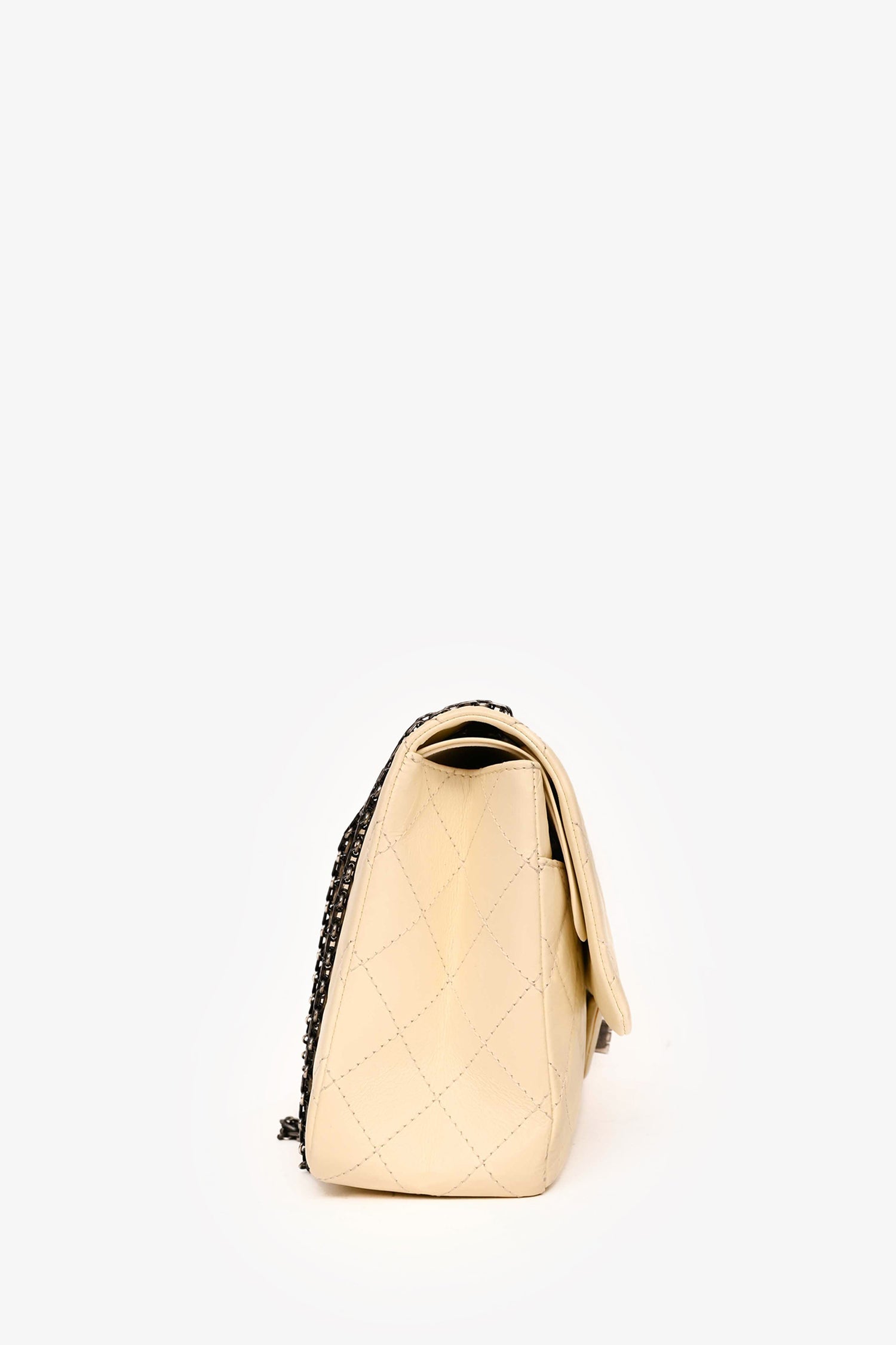 Pre-Loved Chanel™ 2012 White Aged Calfskin Leather 2.55 Reissue 227 Flap Bag