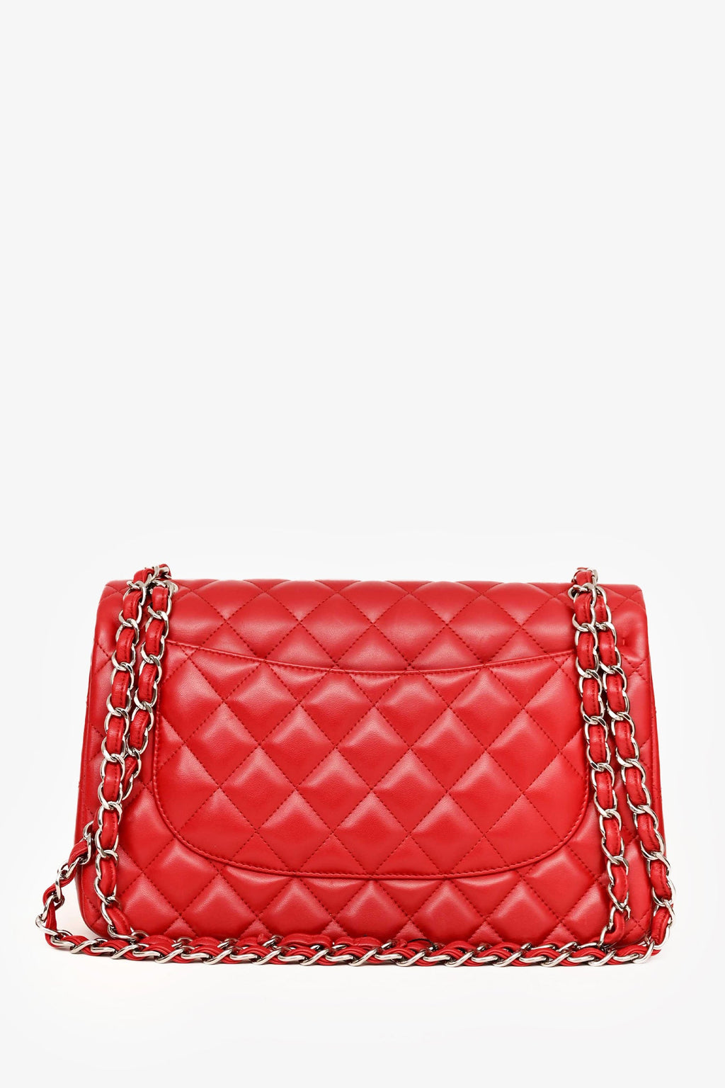 Pre-Loved Chanel™ 2012-13 Red Lambskin Leather Classic Jumbo Double Flap