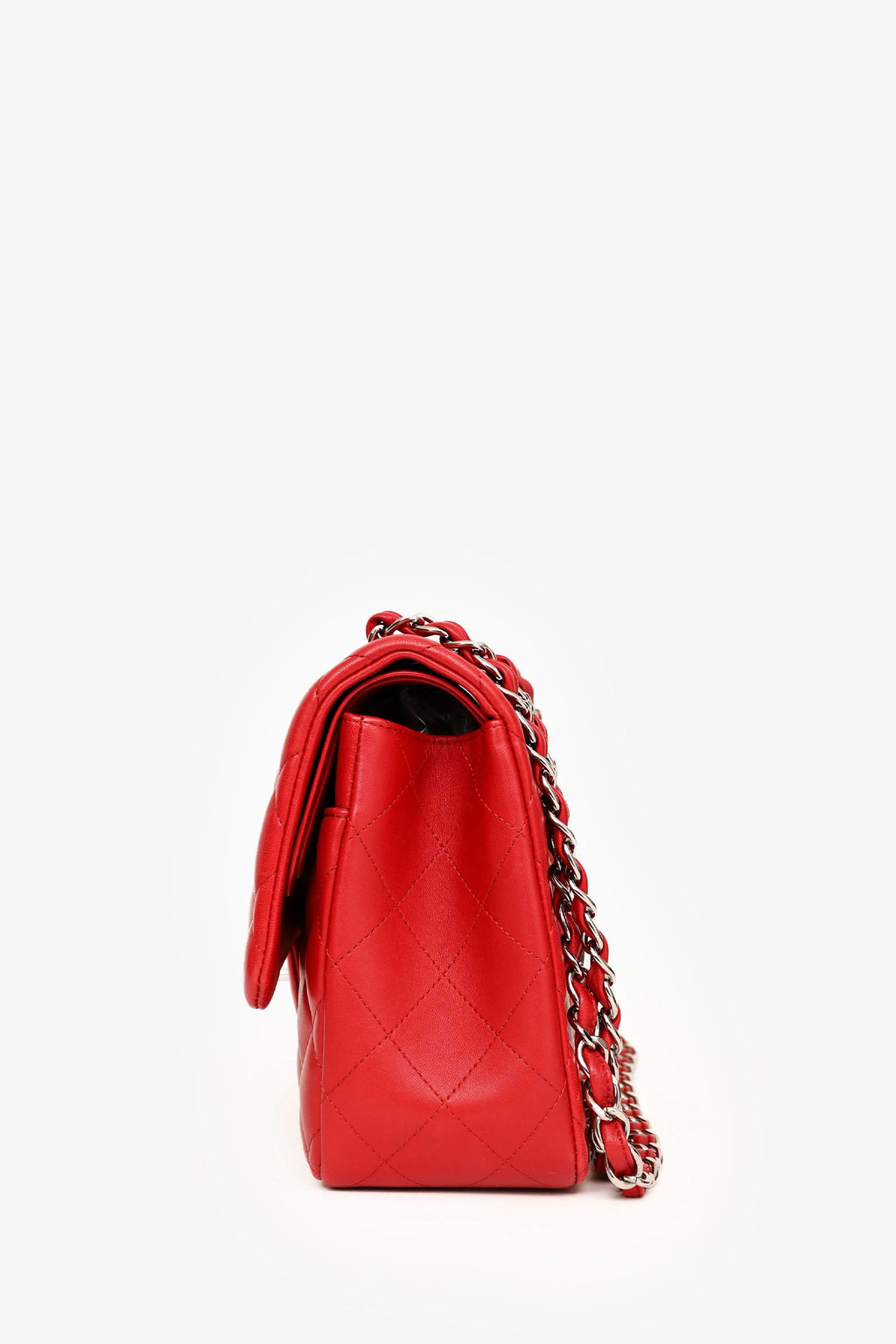 Pre-Loved Chanel™ 2012-13 Red Lambskin Leather Classic Jumbo Double Flap