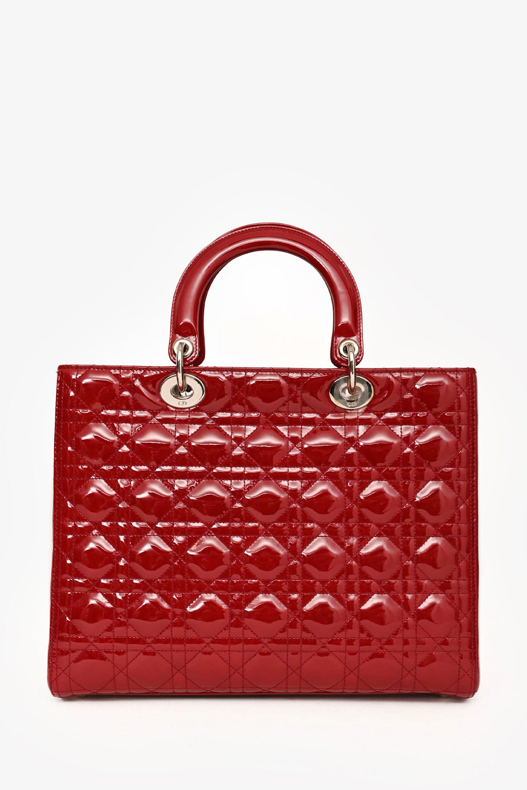 Christian Dior 2011 Red Patent Leather Large Lady Dior with Strap