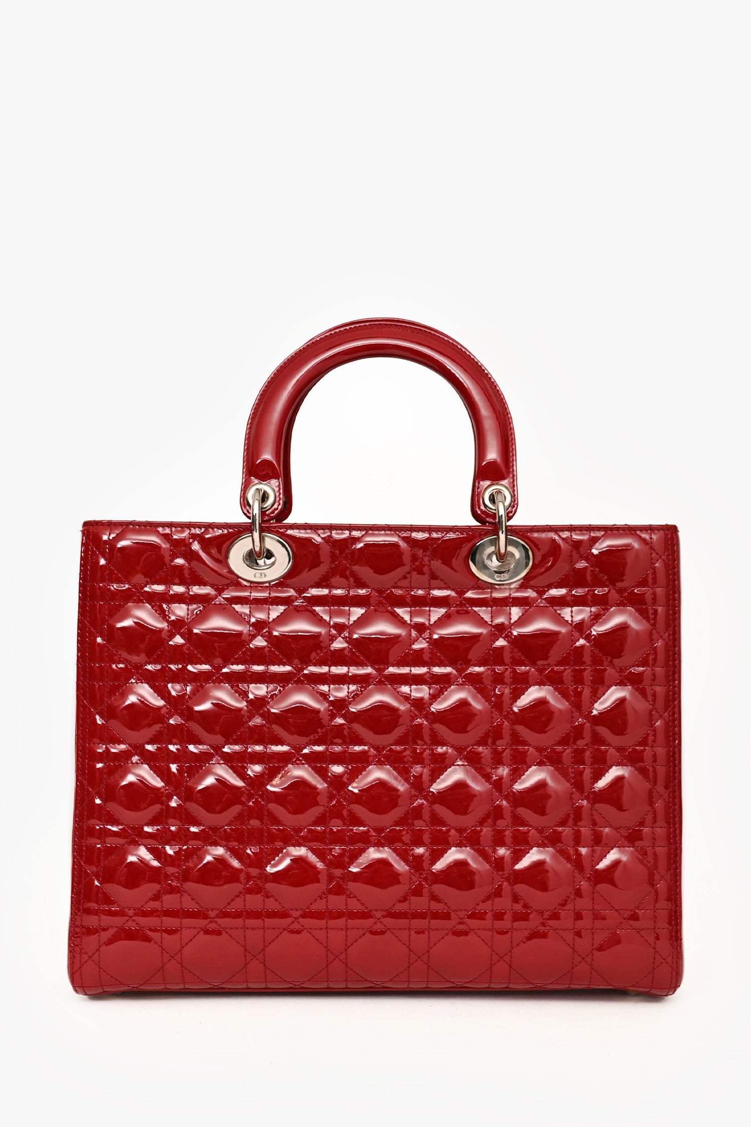 Christian Dior 2011 Red Patent Leather Large Lady Dior with Strap