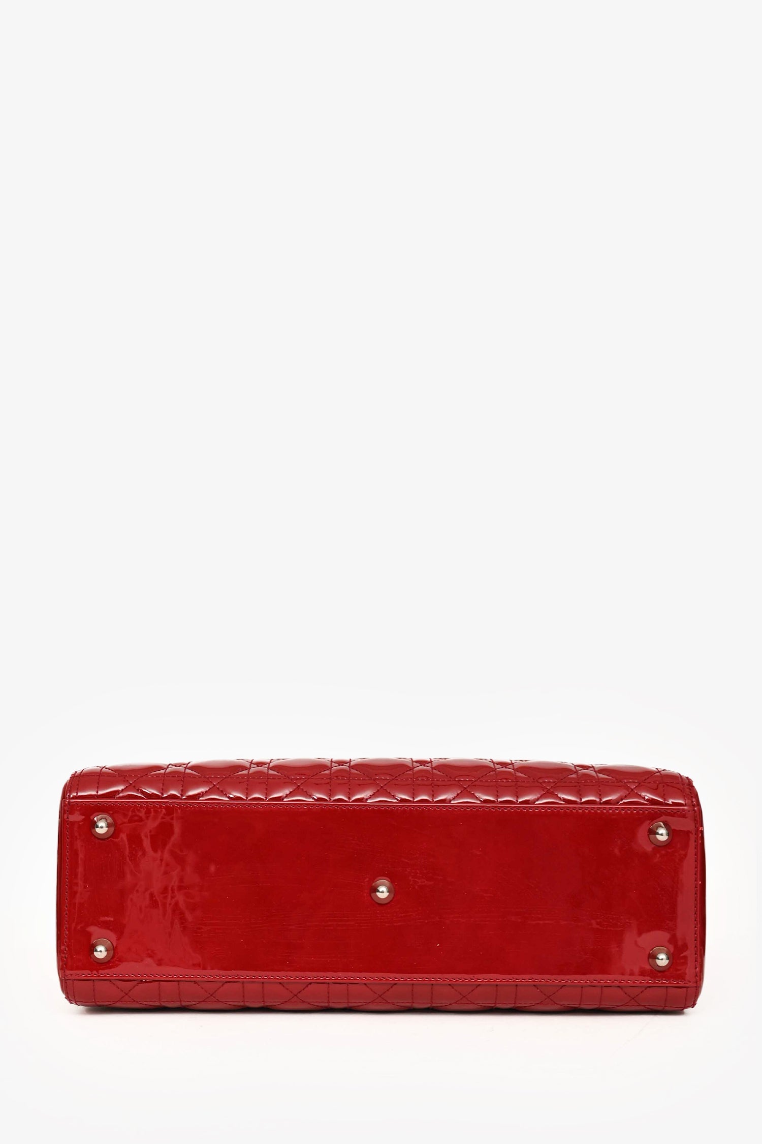Christian Dior 2011 Red Patent Leather Large Lady Dior with Strap