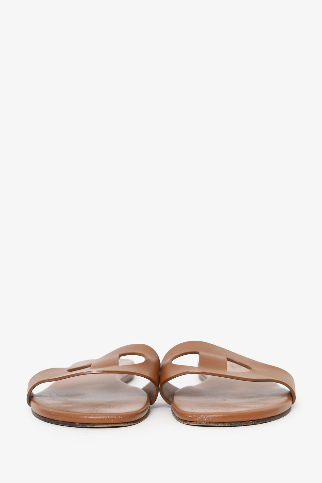 Hermès Brown Leather Lisboa Slides Size 36