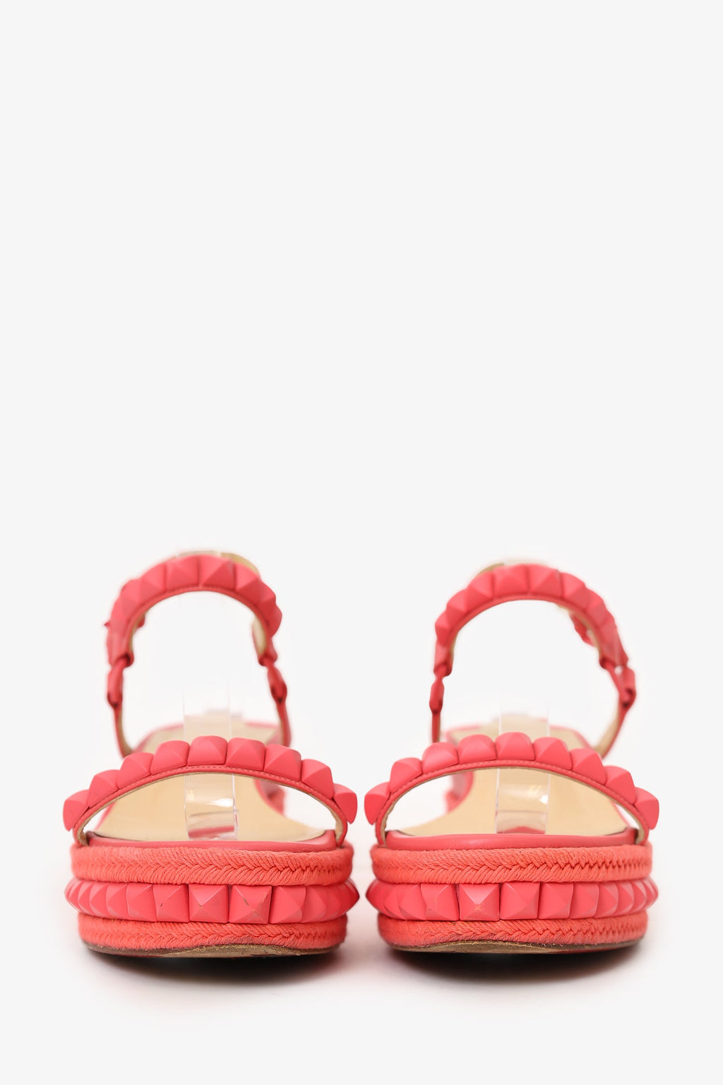 Christian Louboutin Pink Leather Studded Platform Sandals Size 36