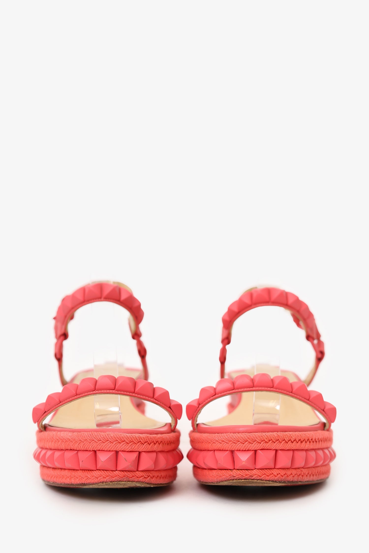 Christian Louboutin Pink Leather Studded Platform Sandals Size 36