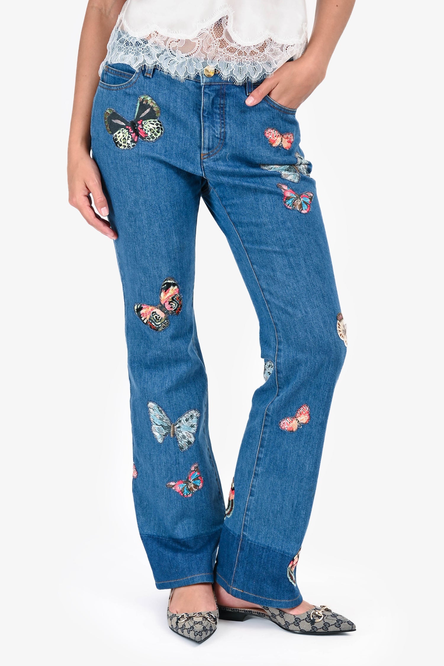 Valentino Blue Denim Butterfly Jeans Size 26