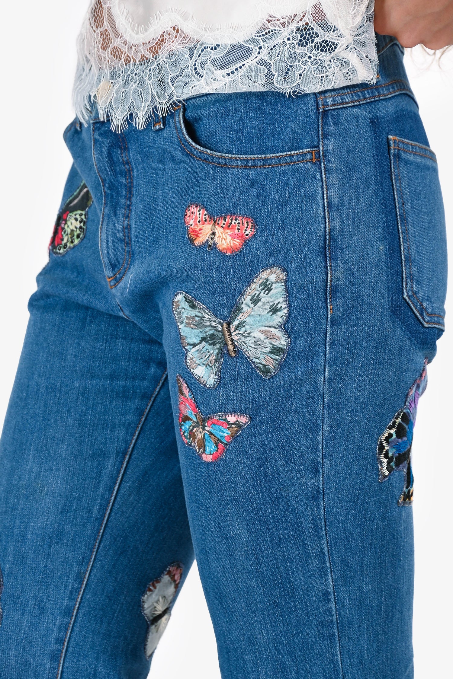 Valentino Blue Denim Butterfly Jeans Size 26