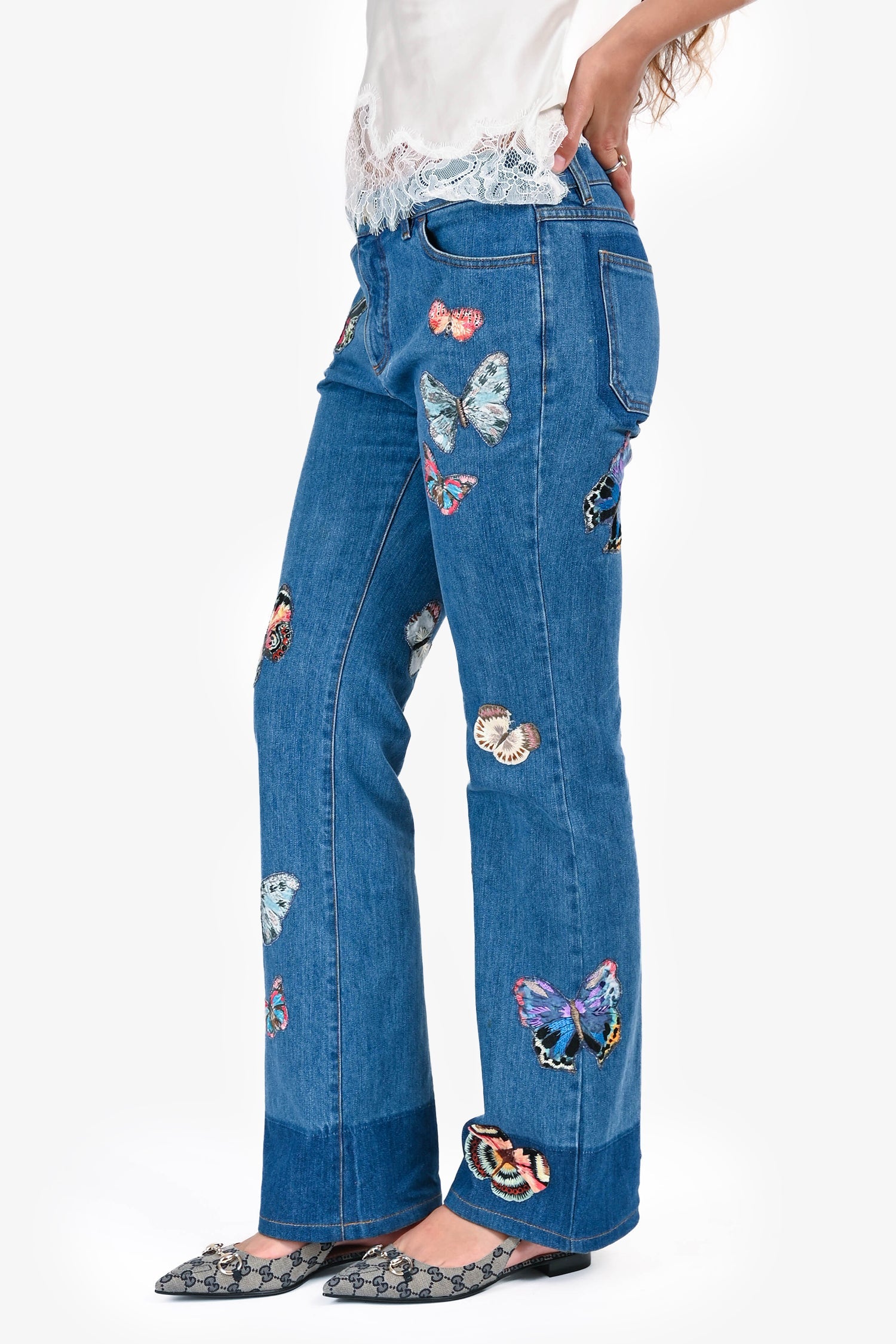Valentino Blue Denim Butterfly Jeans Size 26
