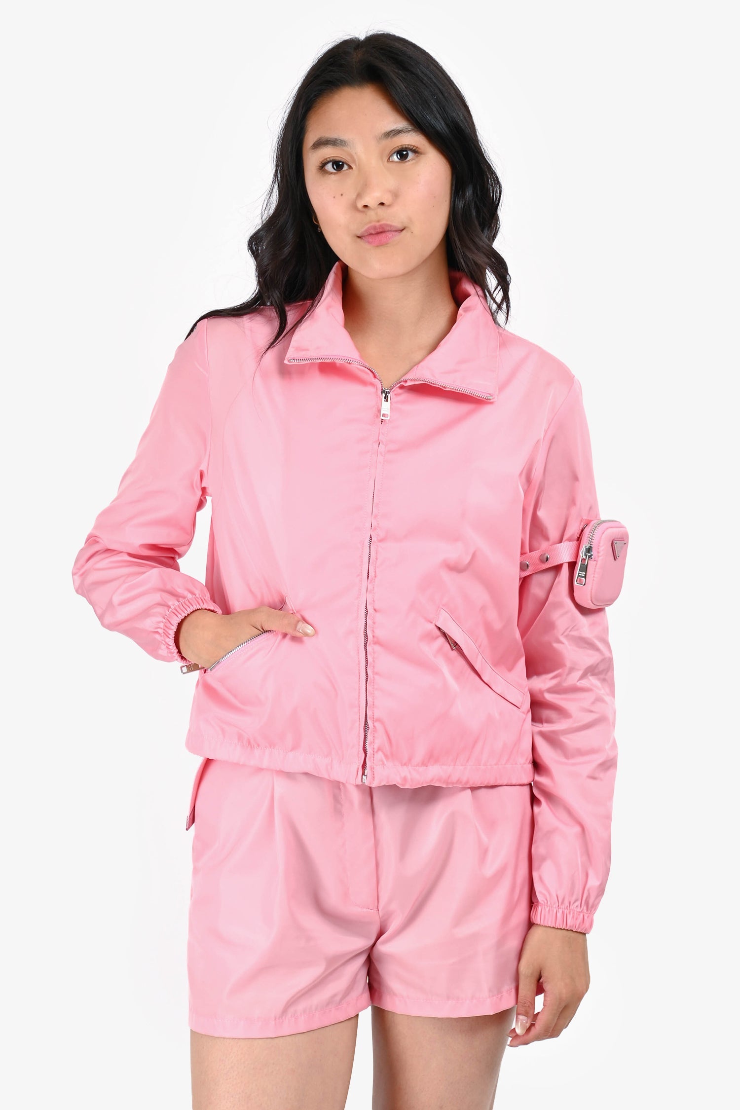 Prada Pink Re-Nylon Shorts With Zip Pouch Size 38