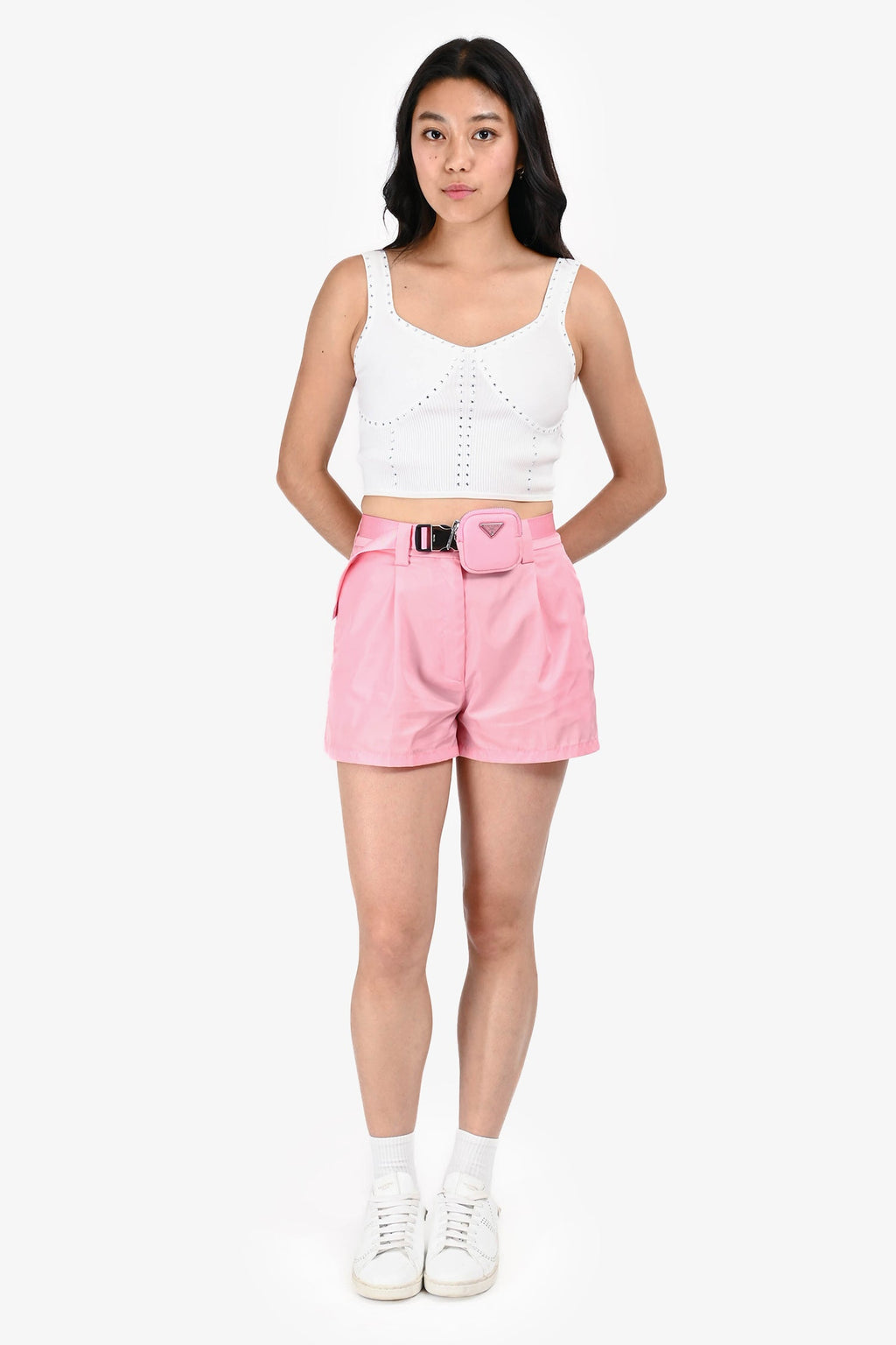 Prada Pink Re-Nylon Shorts With Zip Pouch Size 38