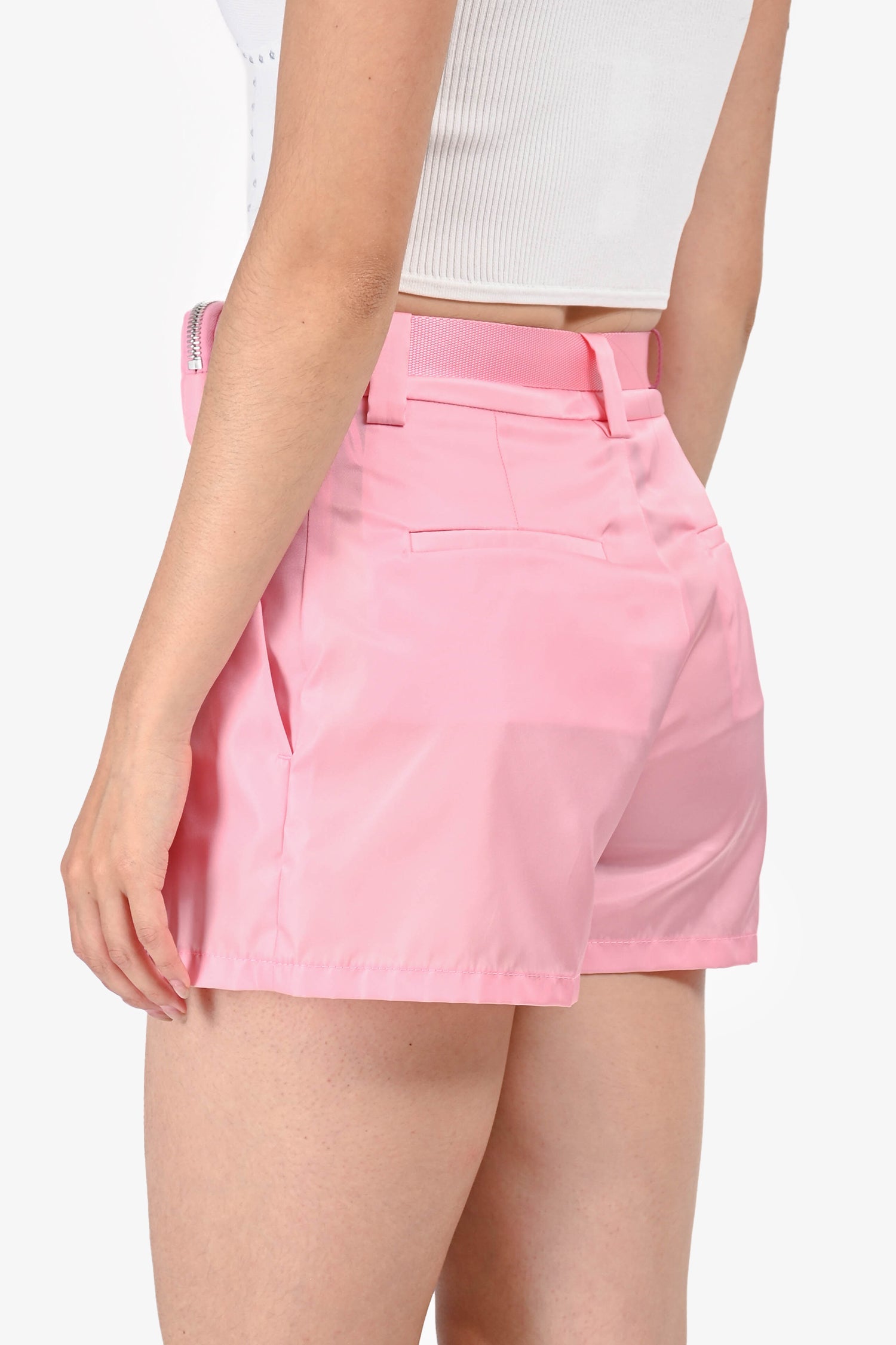 Prada Pink Re-Nylon Shorts With Zip Pouch Size 38
