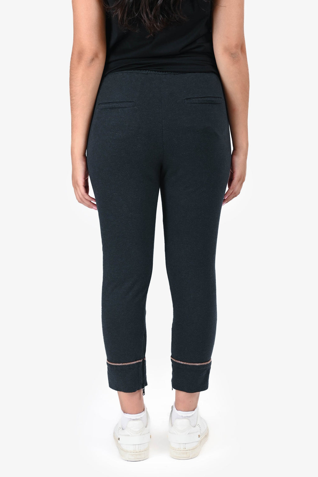 Brunello Cucinelli Dark Grey Bead Lined Joggers Size M