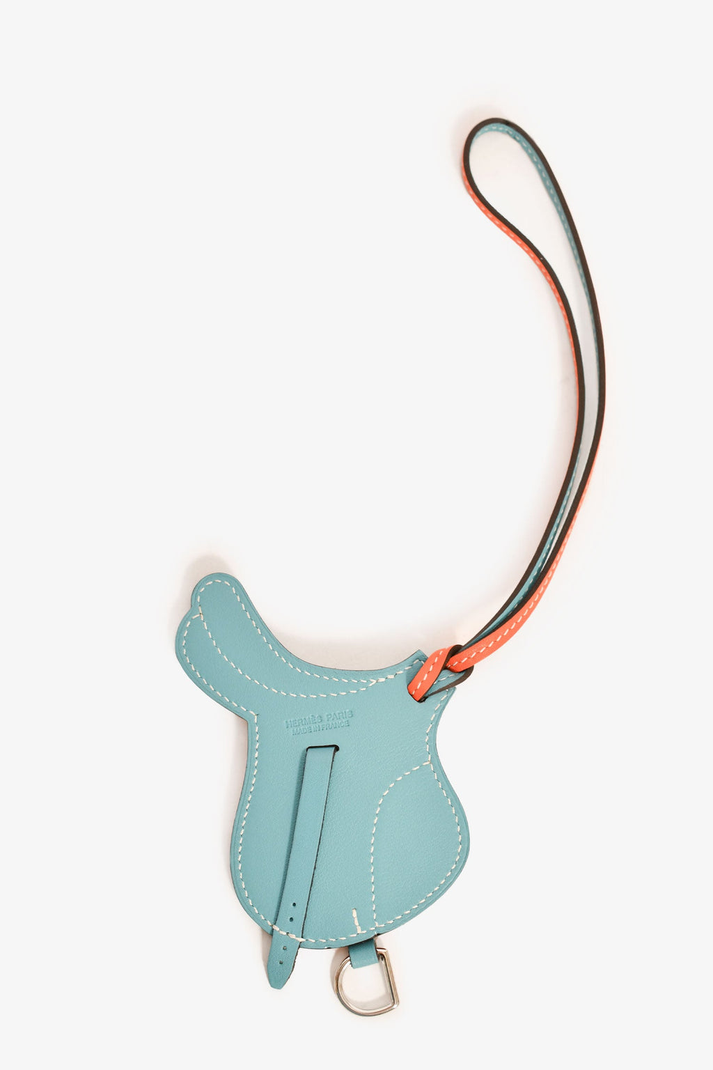 Hermès Orange/Teal Leather Paddock Selle Horse Saddle Charm