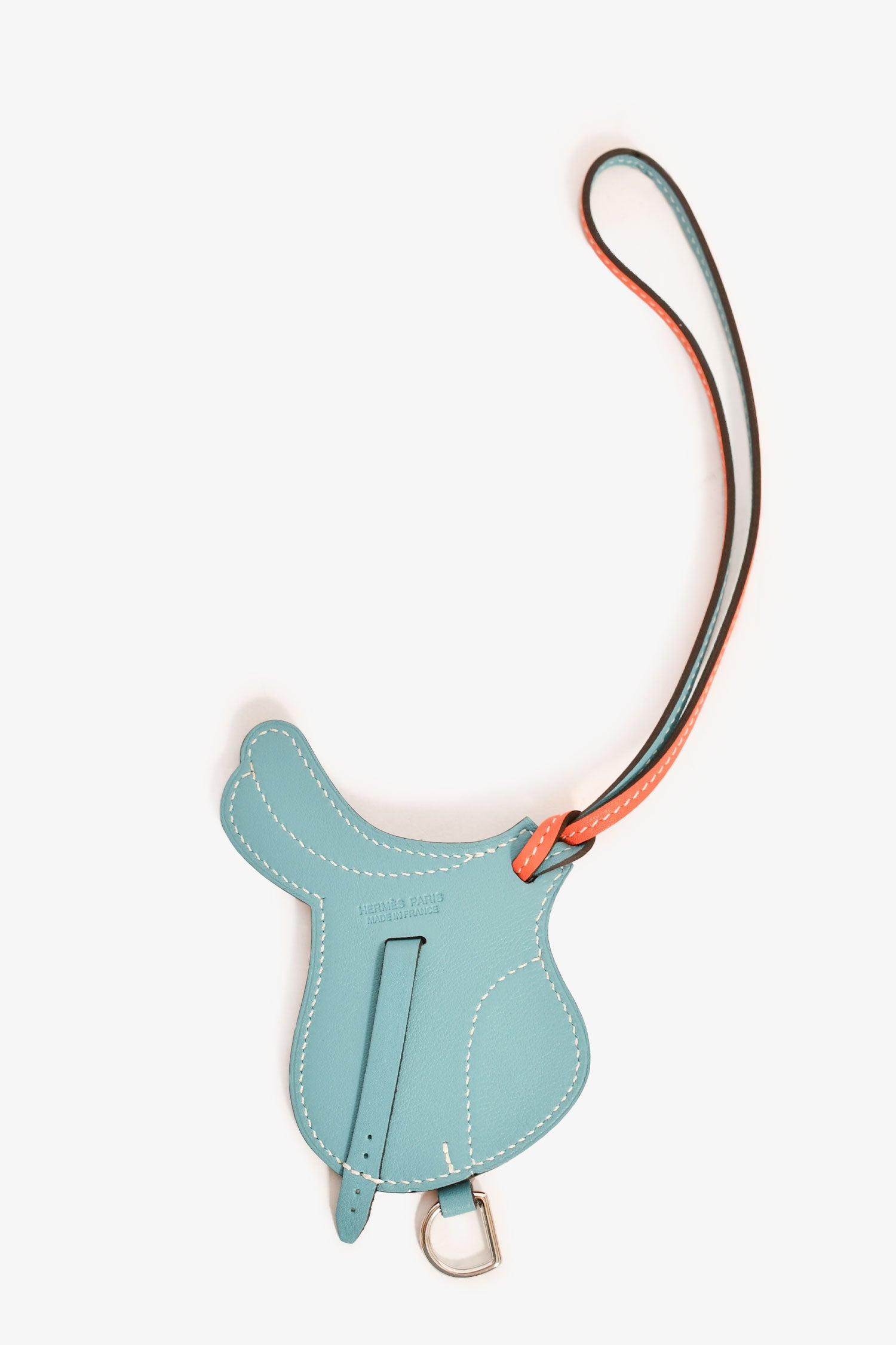 Hermès Orange/Teal Leather Paddock Selle Horse Saddle Charm