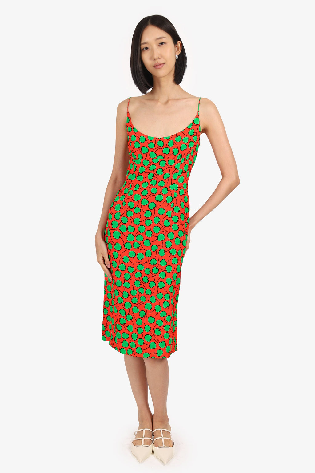 Moschino Orange/Green Cherry-print Mini Dress Size 12