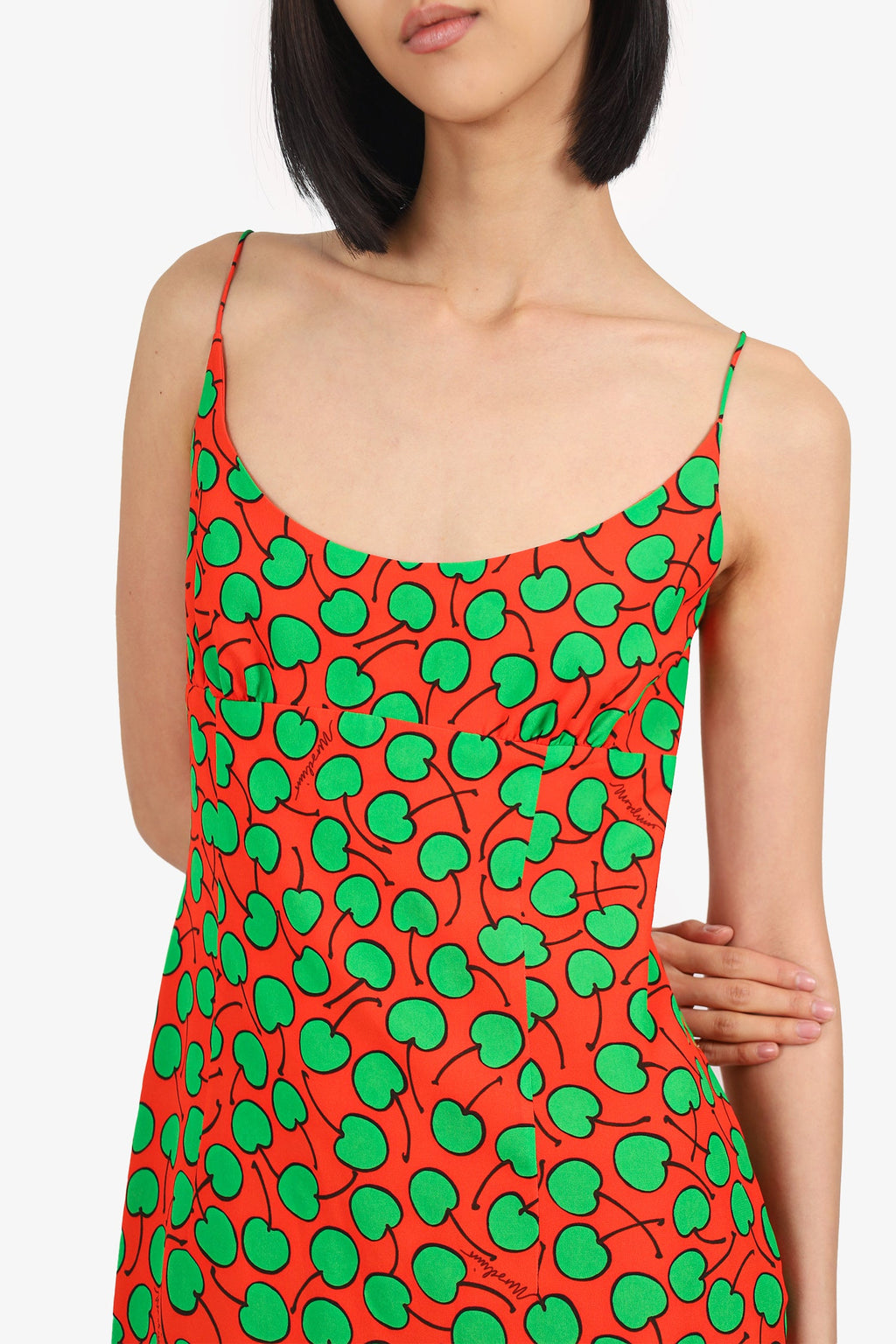 Moschino Orange/Green Cherry-print Mini Dress Size 12
