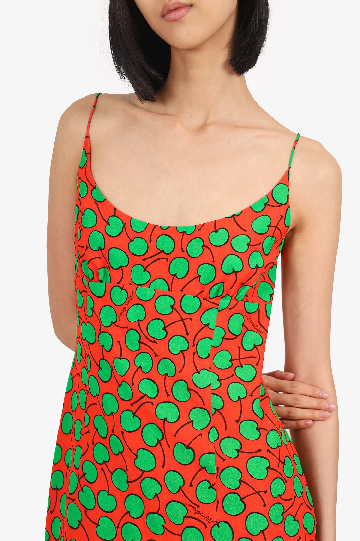 Moschino Orange/Green Cherry-print Mini Dress Size 12