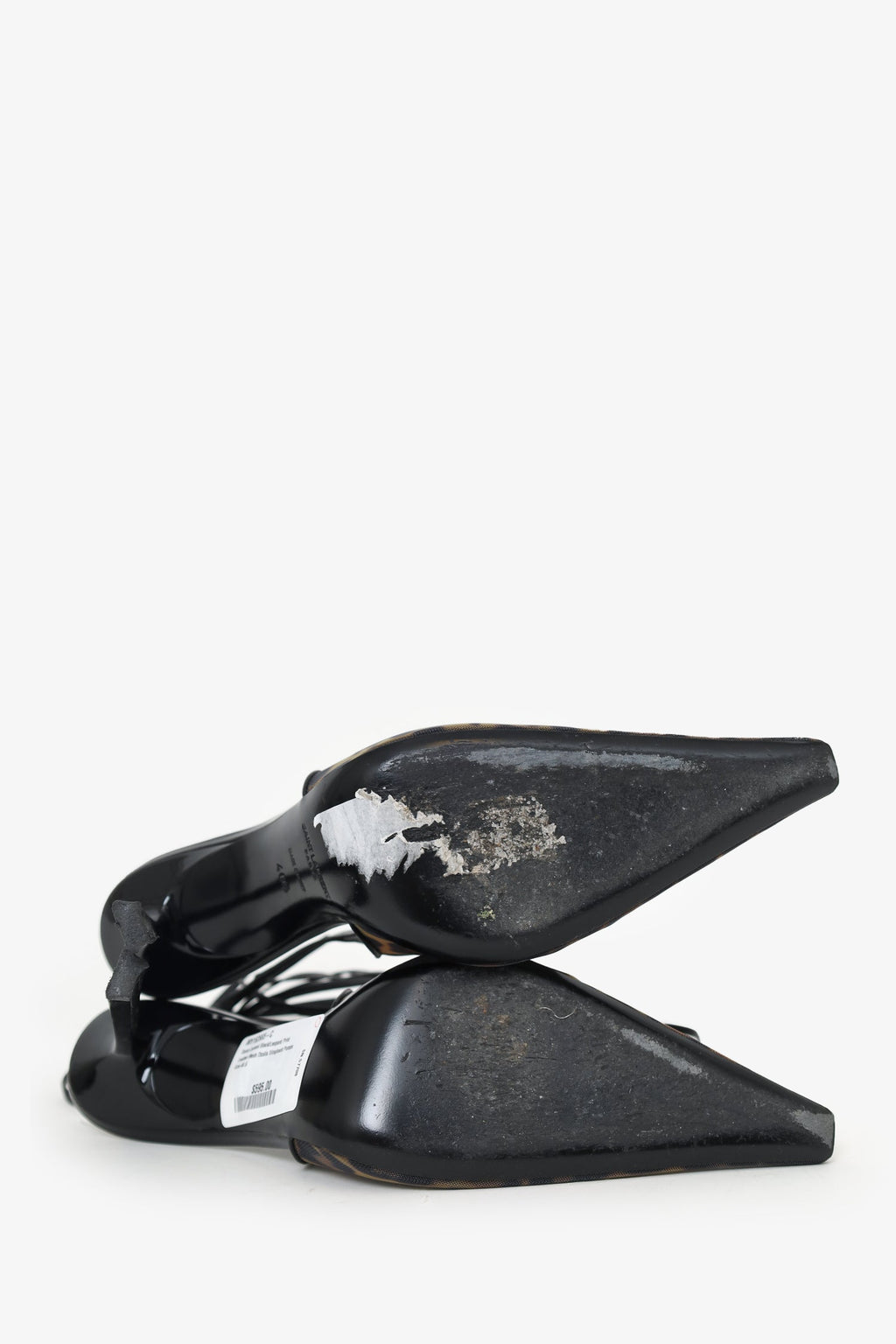 Saint Laurent Black/Leopard Print Leather Mesh Oxalis Slingback Pumps Size 40.5