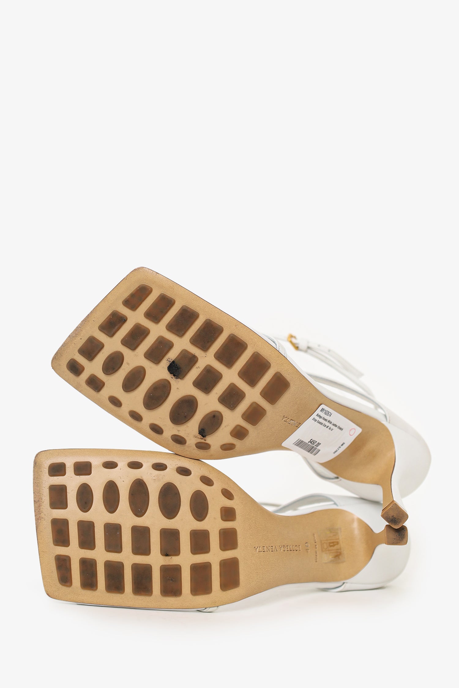 Bottega Veneta White Leather Stretch Strap Sandals Size 40