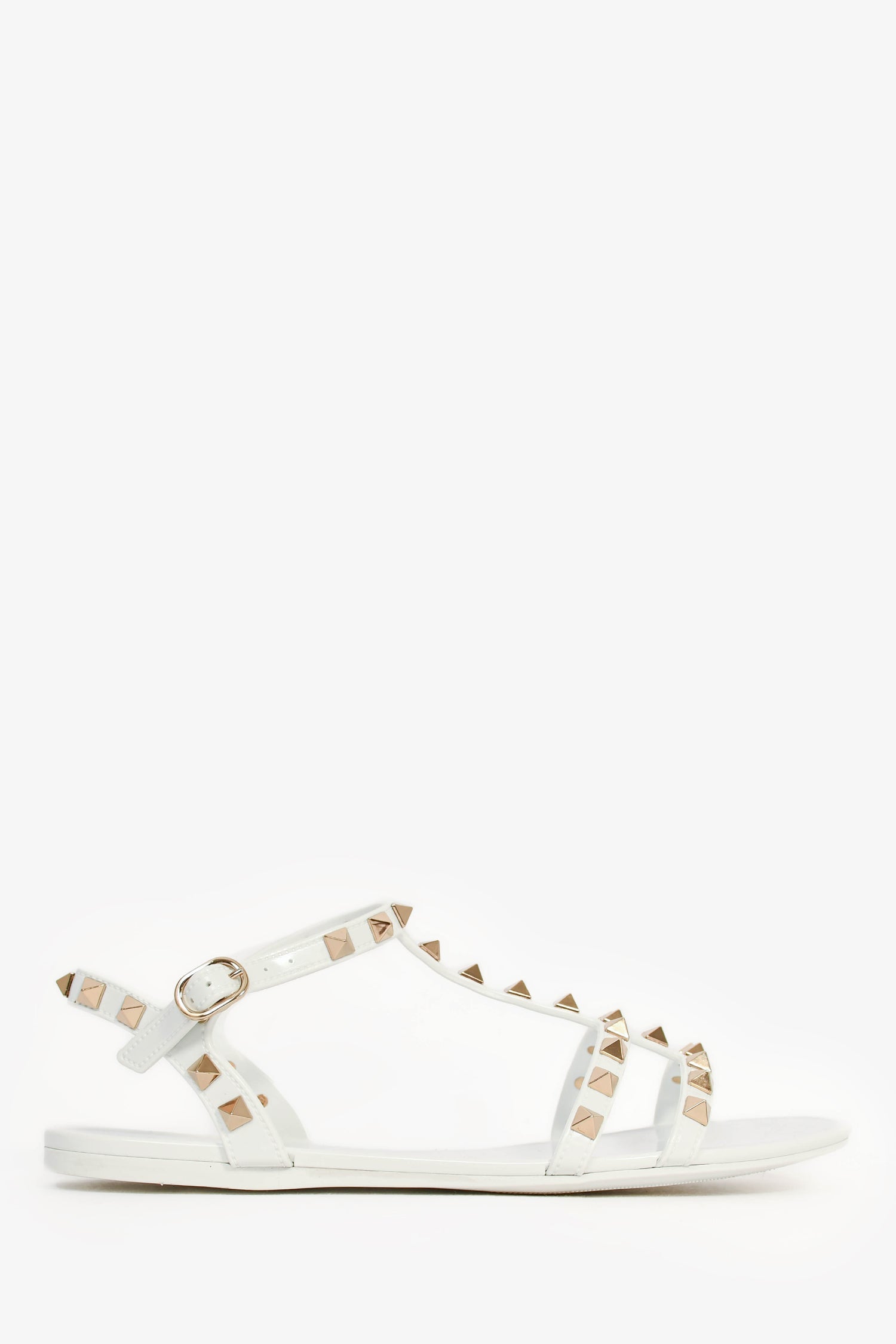 Valentino White Rubber Rockstud Sandals Size 37