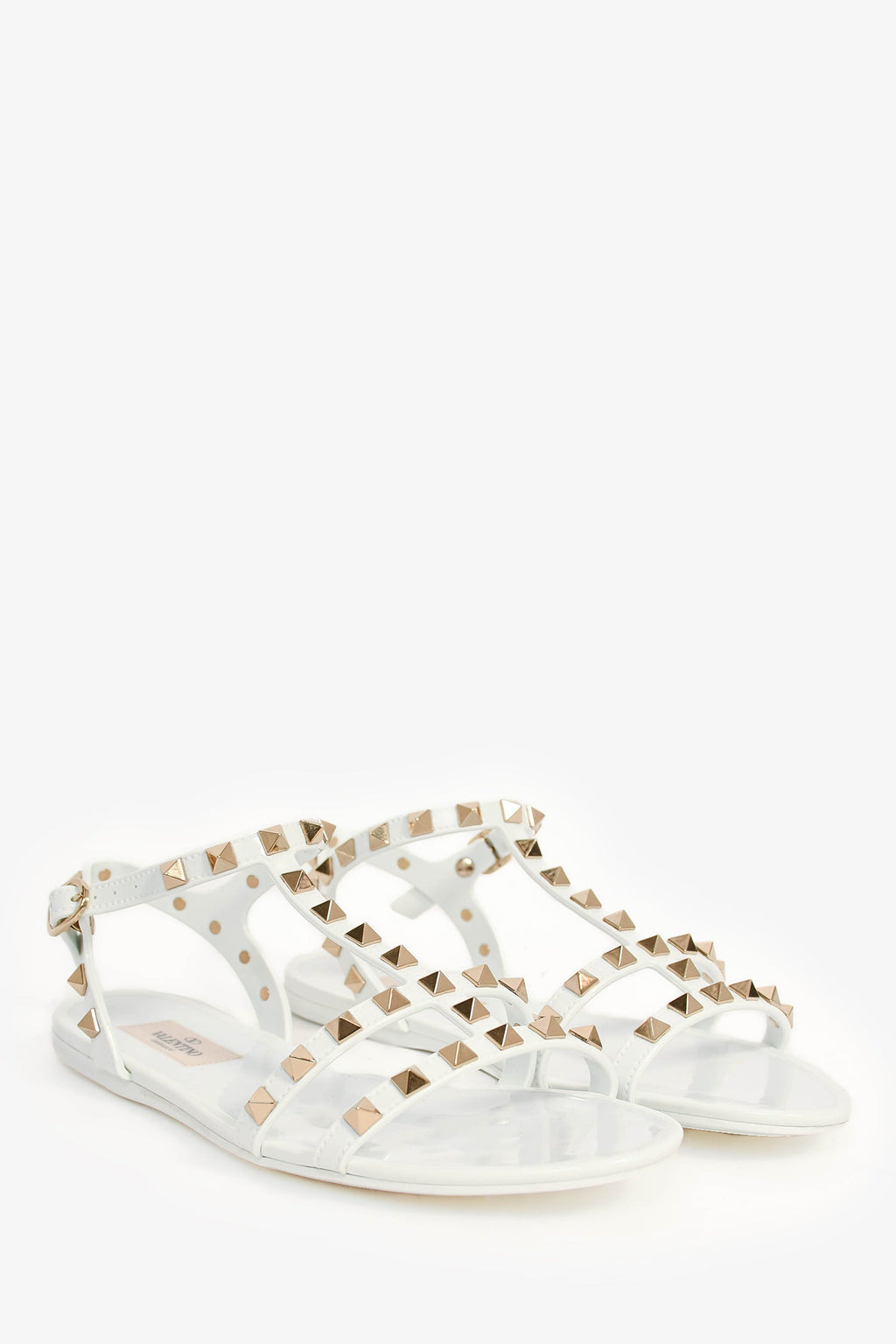 Valentino White Rubber Rockstud Sandals Size 37