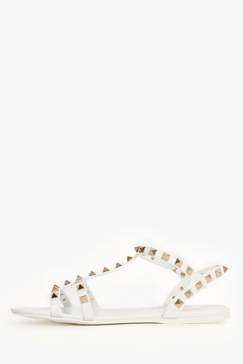 Valentino White Rubber Rockstud Sandals Size 37