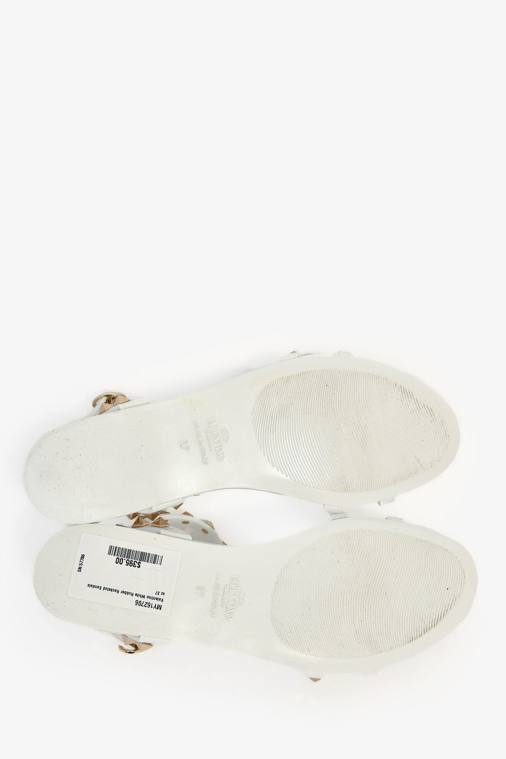 Valentino White Rubber Rockstud Sandals Size 37