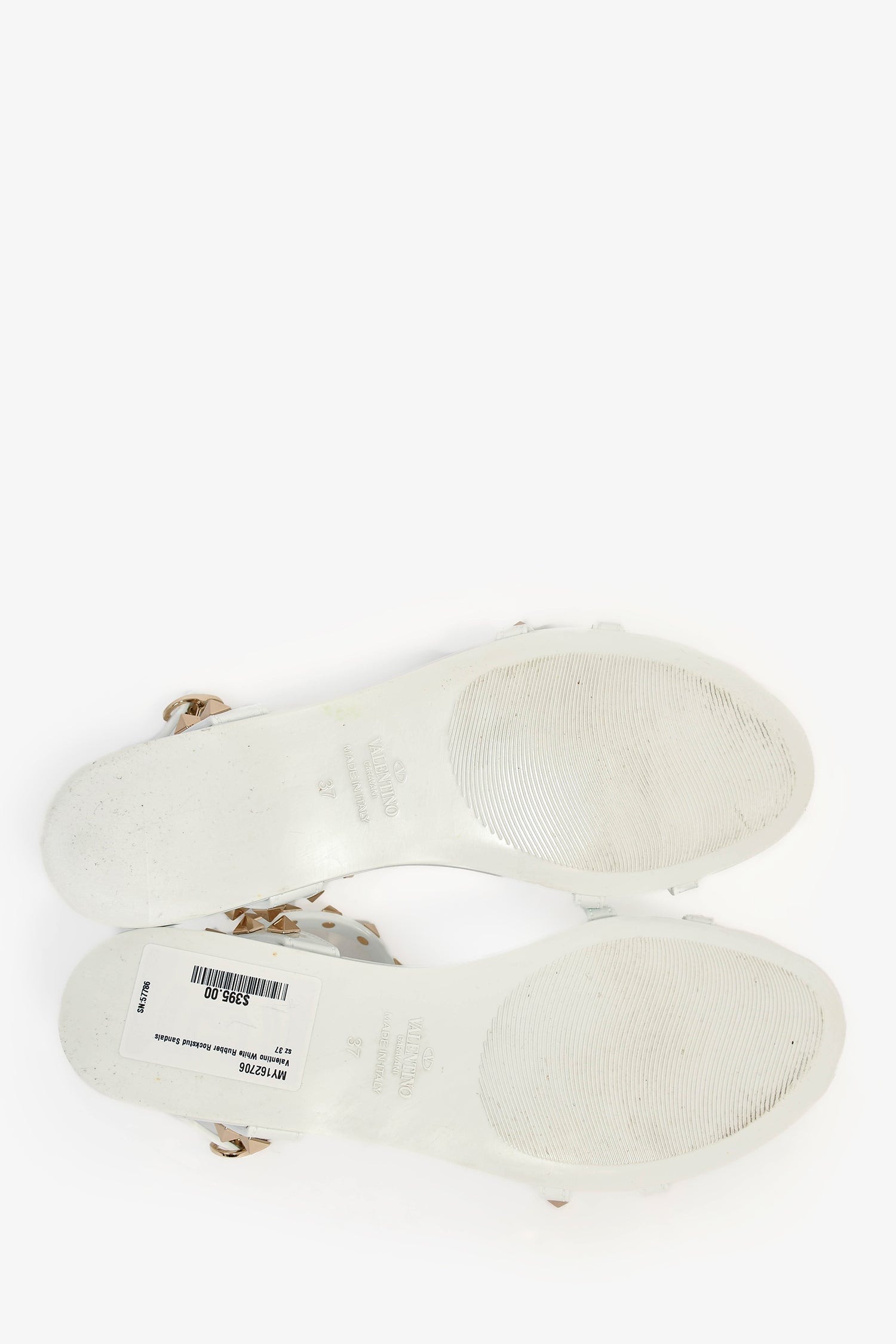 Valentino White Rubber Rockstud Sandals Size 37