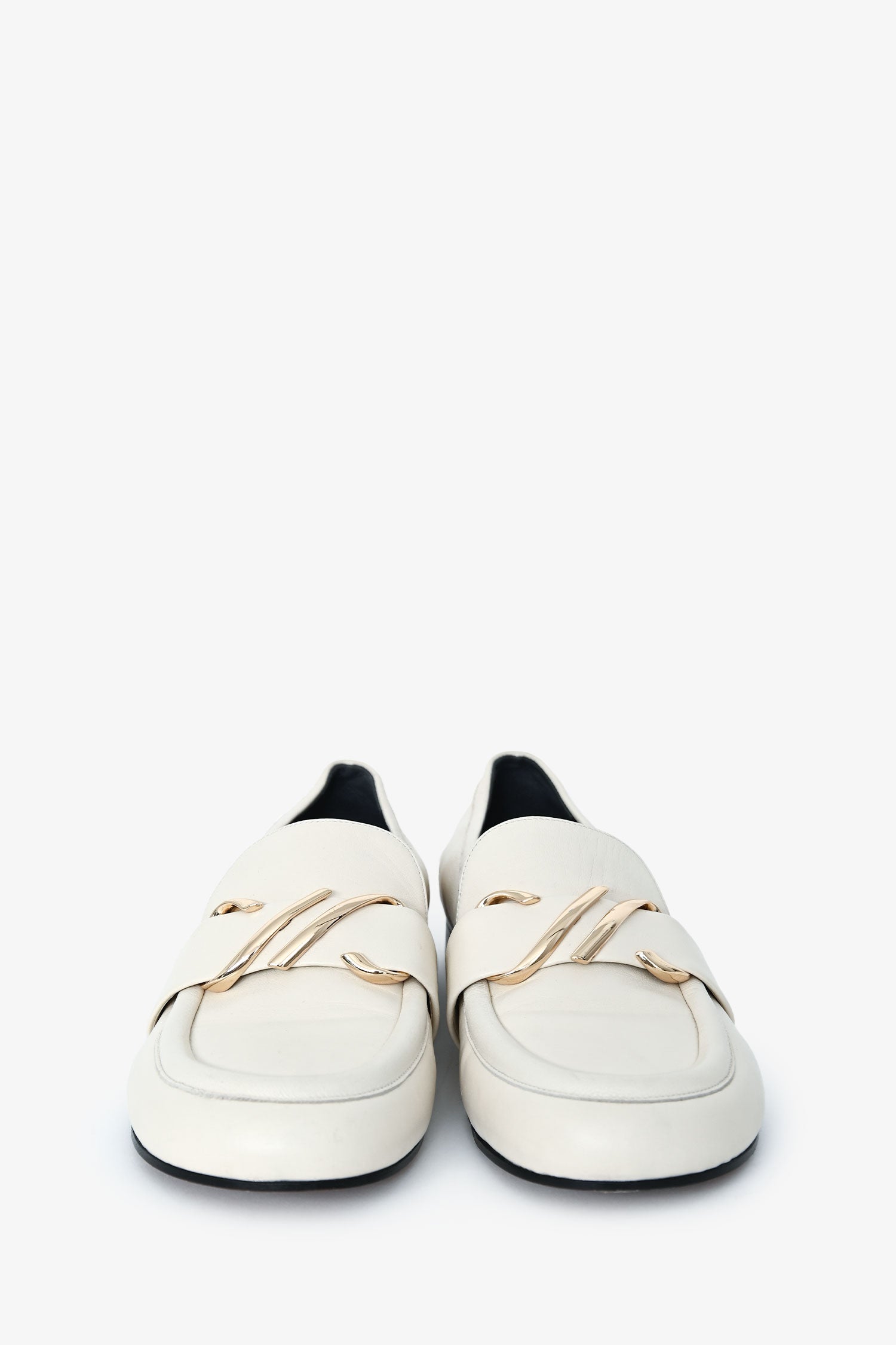 Proenza Schouler White Leather Loafers Size 40