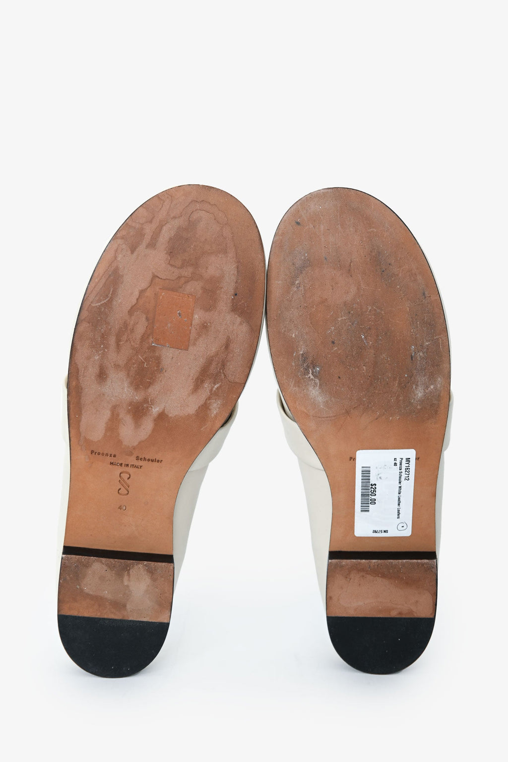 Proenza Schouler White Leather Loafers Size 40
