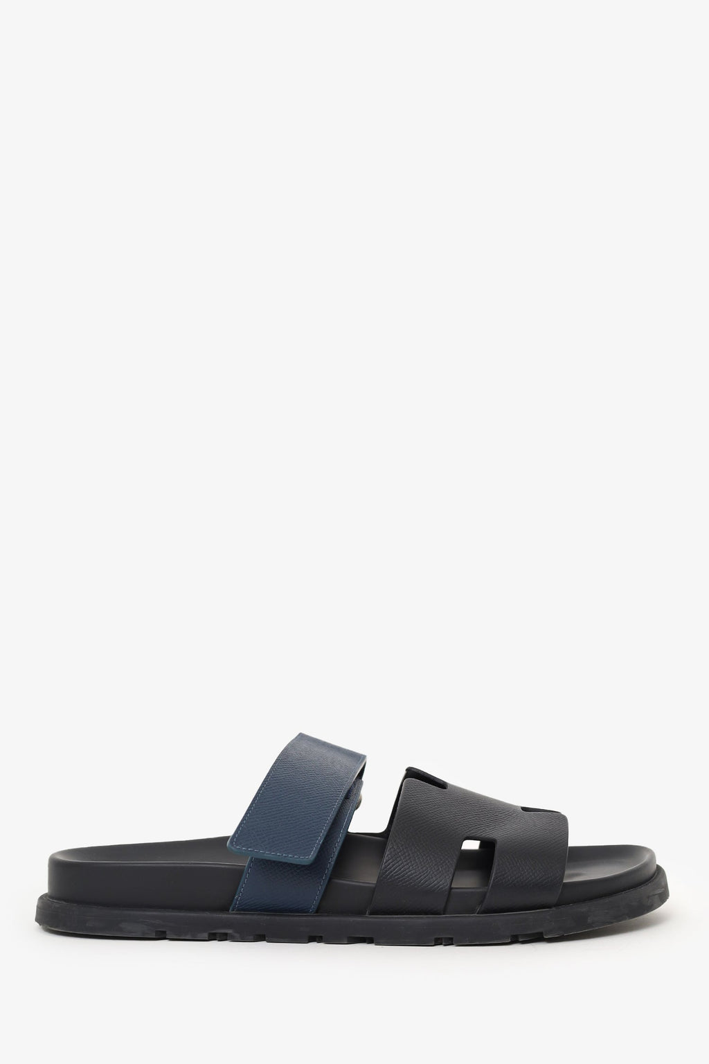 Hermès Black Leather Chypre Sandals Size 41.5