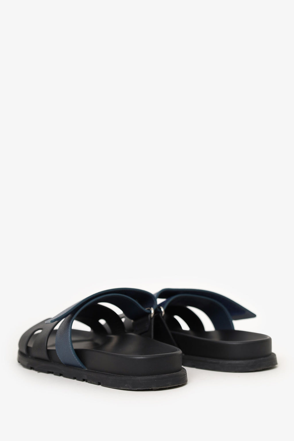 Hermès Black Leather Chypre Sandals Size 41.5