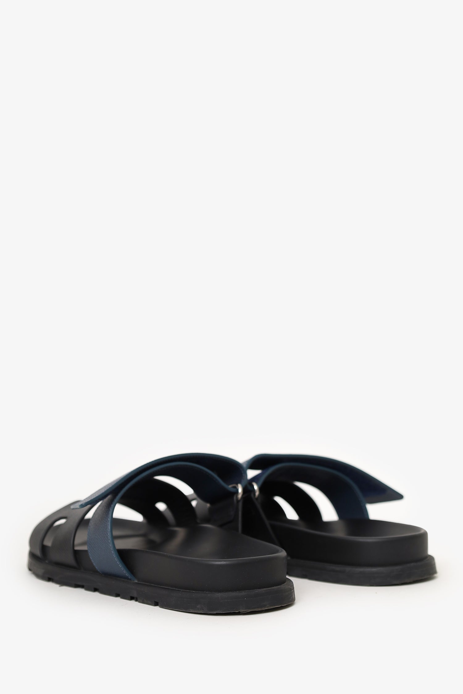 Hermès Black Leather Chypre Sandals Size 41.5