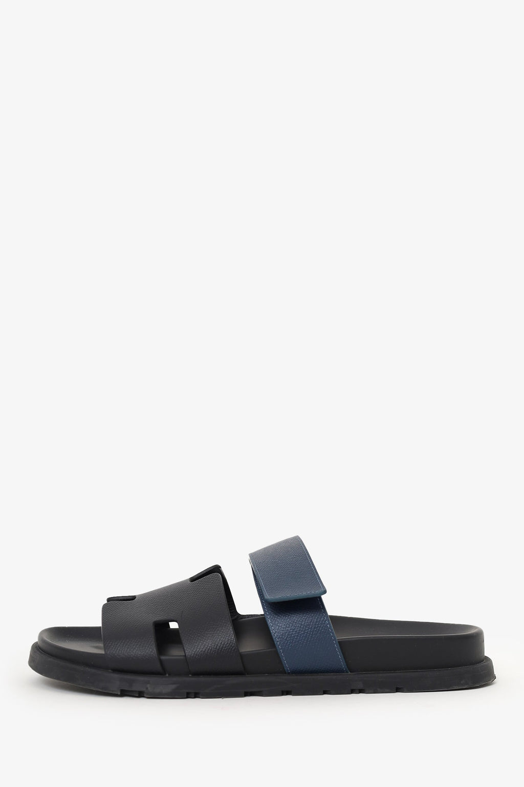 Hermès Black Leather Chypre Sandals Size 41.5